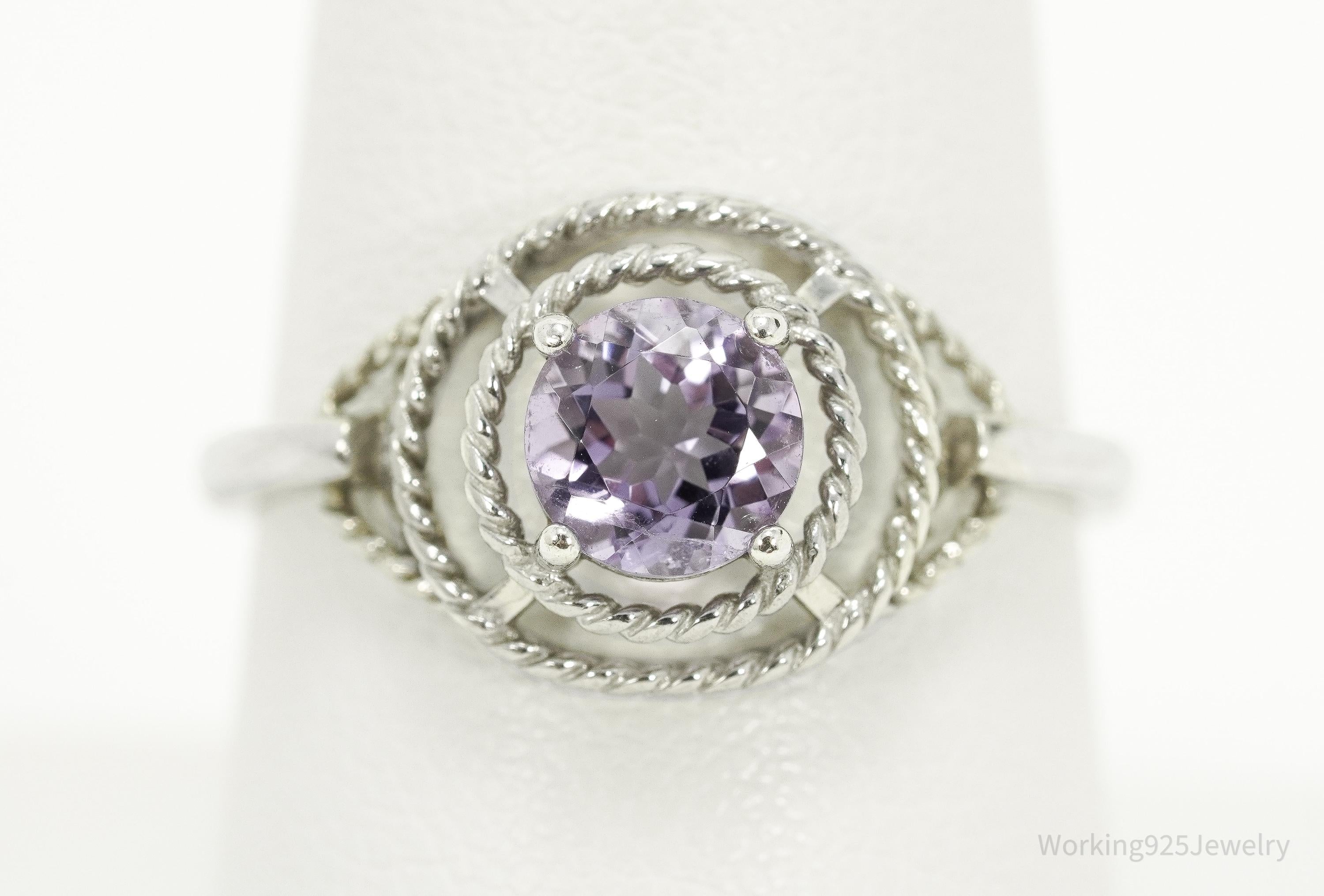 Vintage Amethyst Sterling Silver Ring - Size 8.25