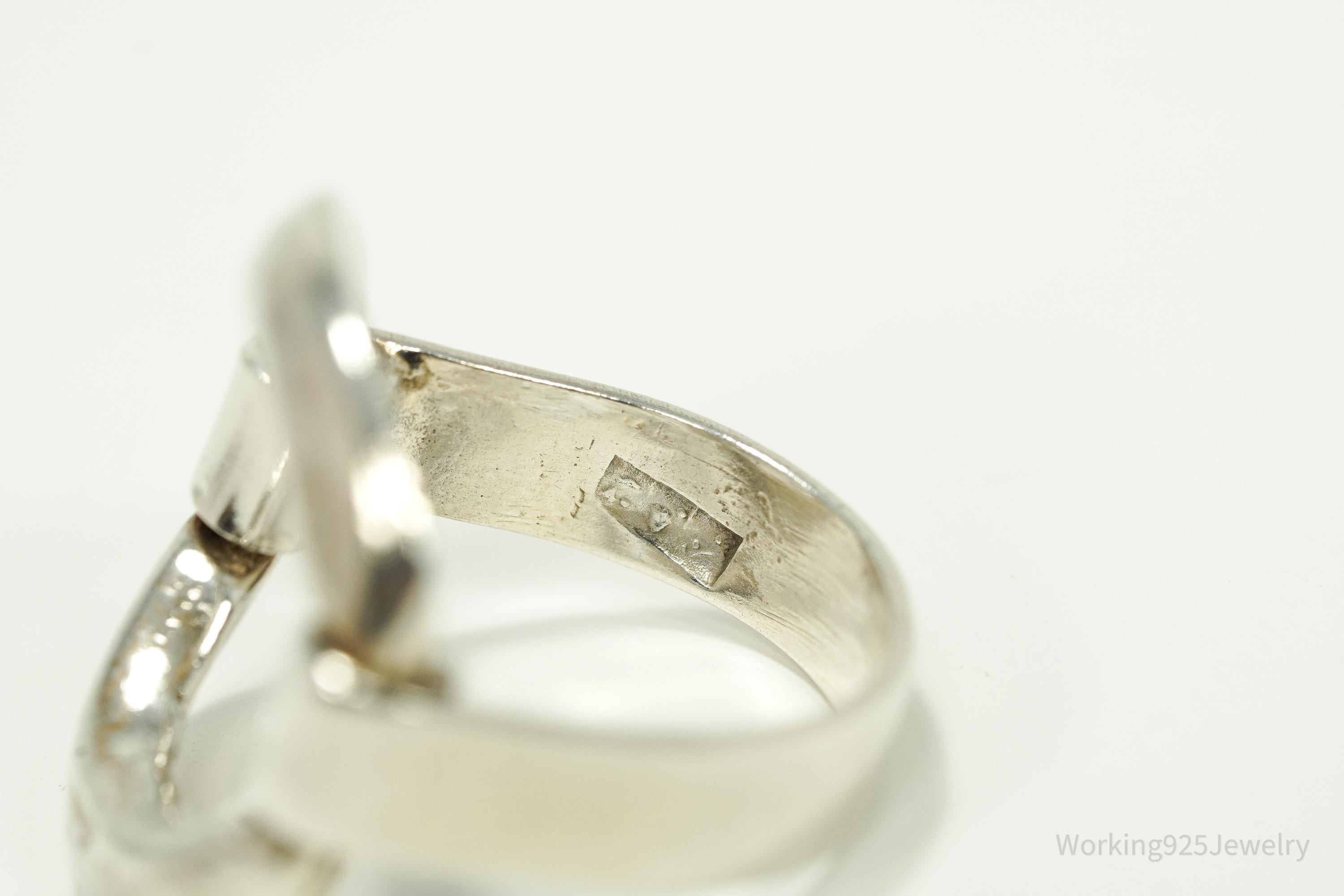 Vintage Egyptian Modernist Style Silver Ring - Size 7