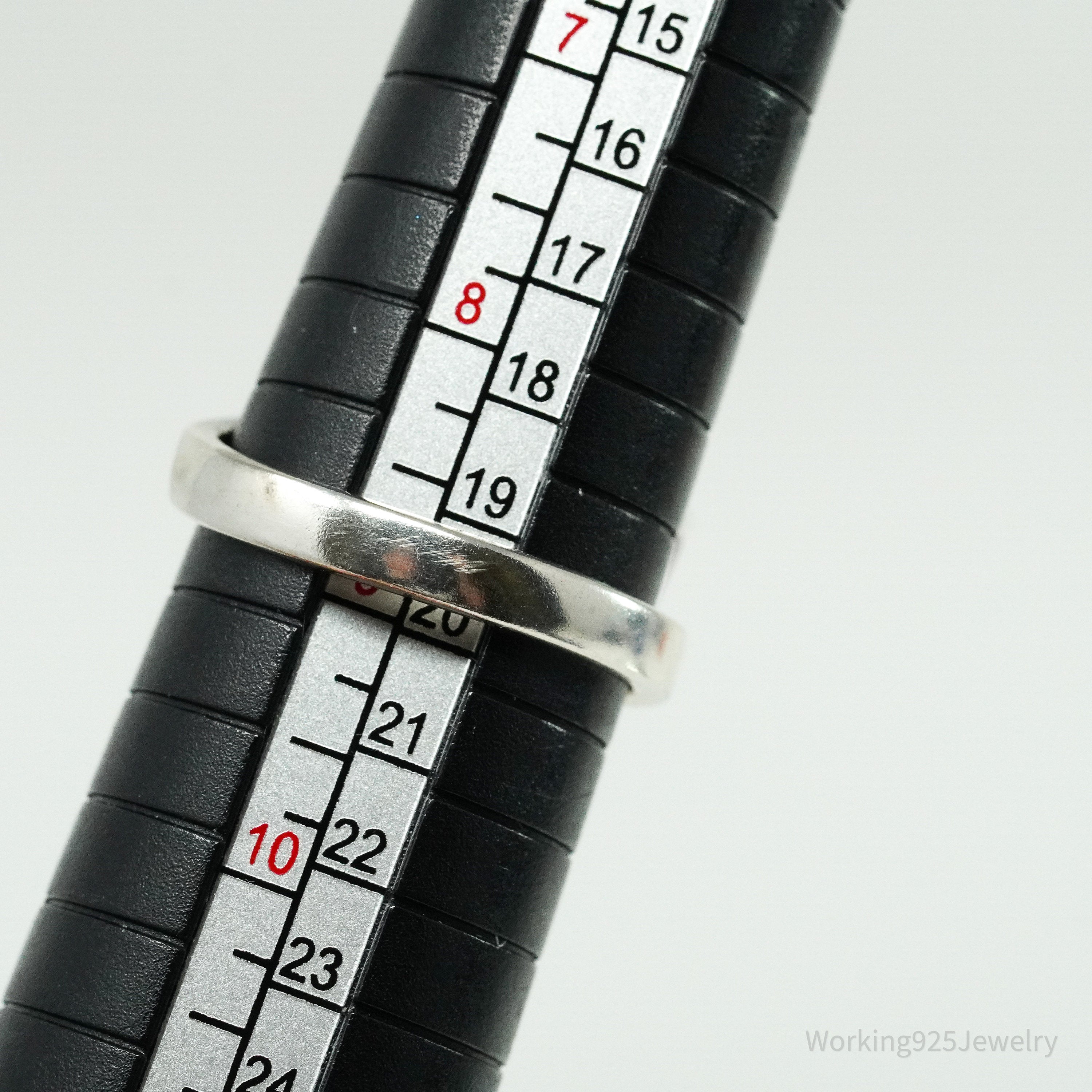 Vintage Lab Ruby Sterling Silver Ring - Size 8.75