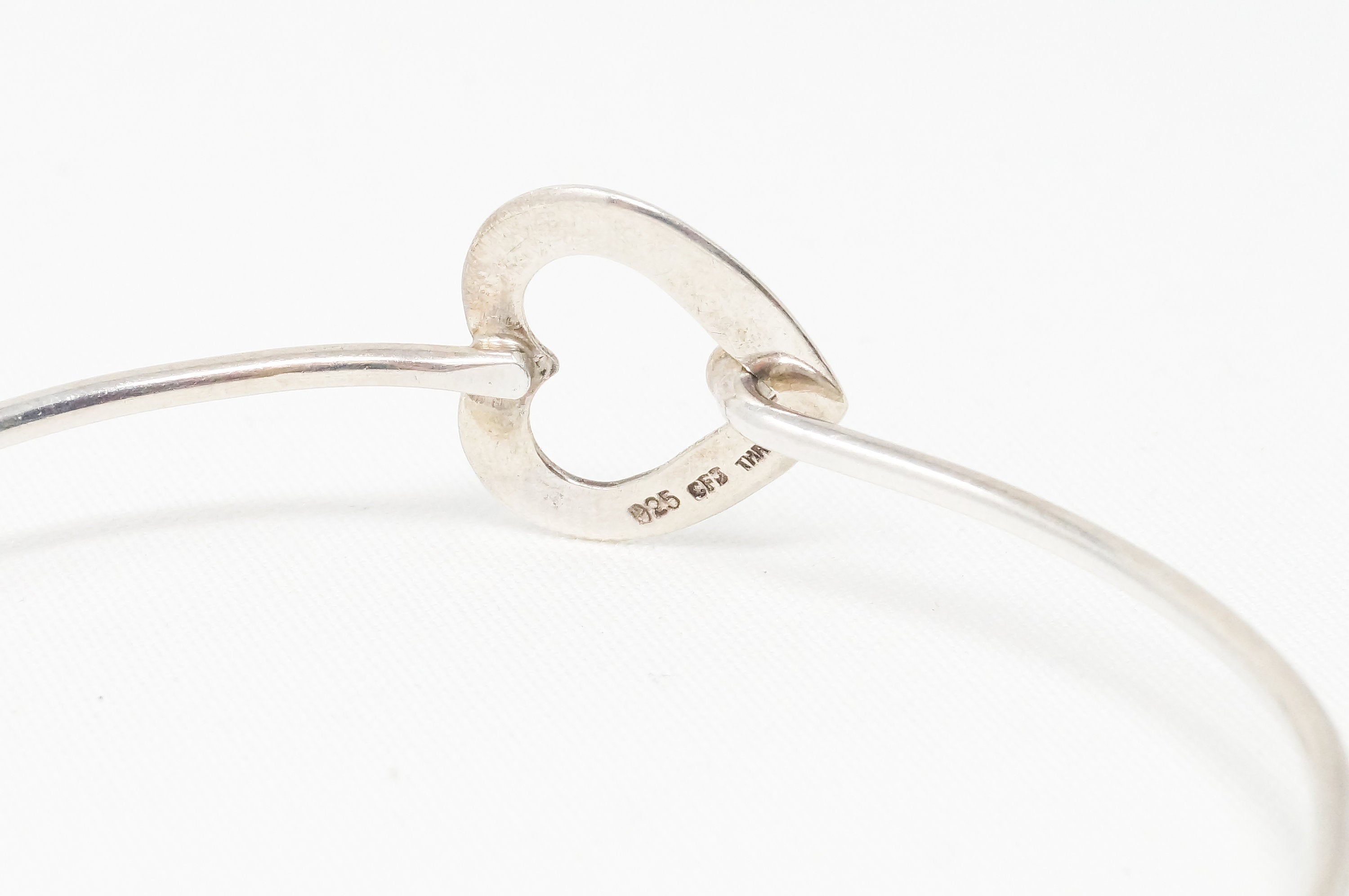 Vintage Open Heart Sterling Silver Bangle Bracelet