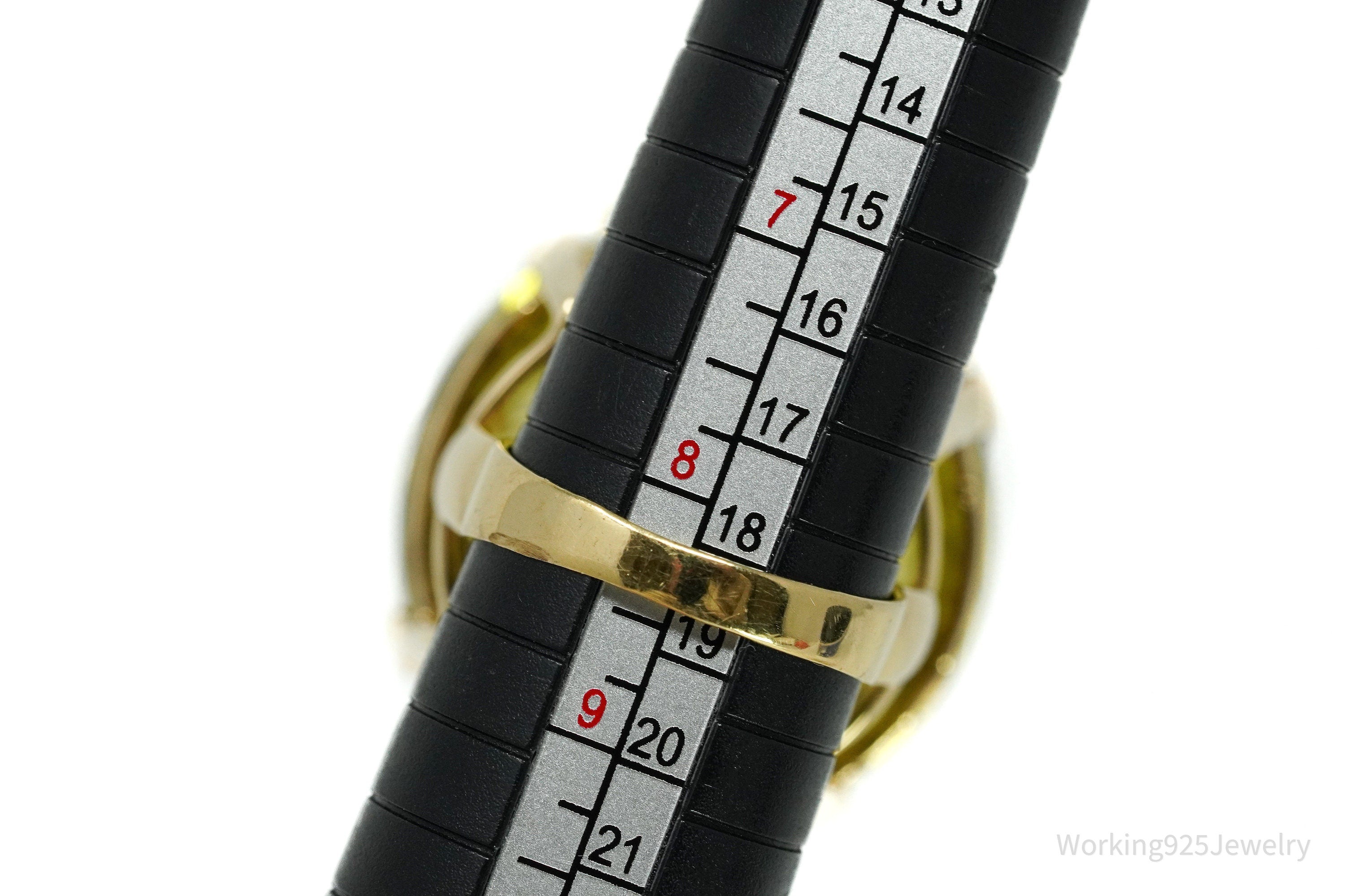 Large Citrine & Diamonds 14K Yellow Gold Ring - Size 8.25