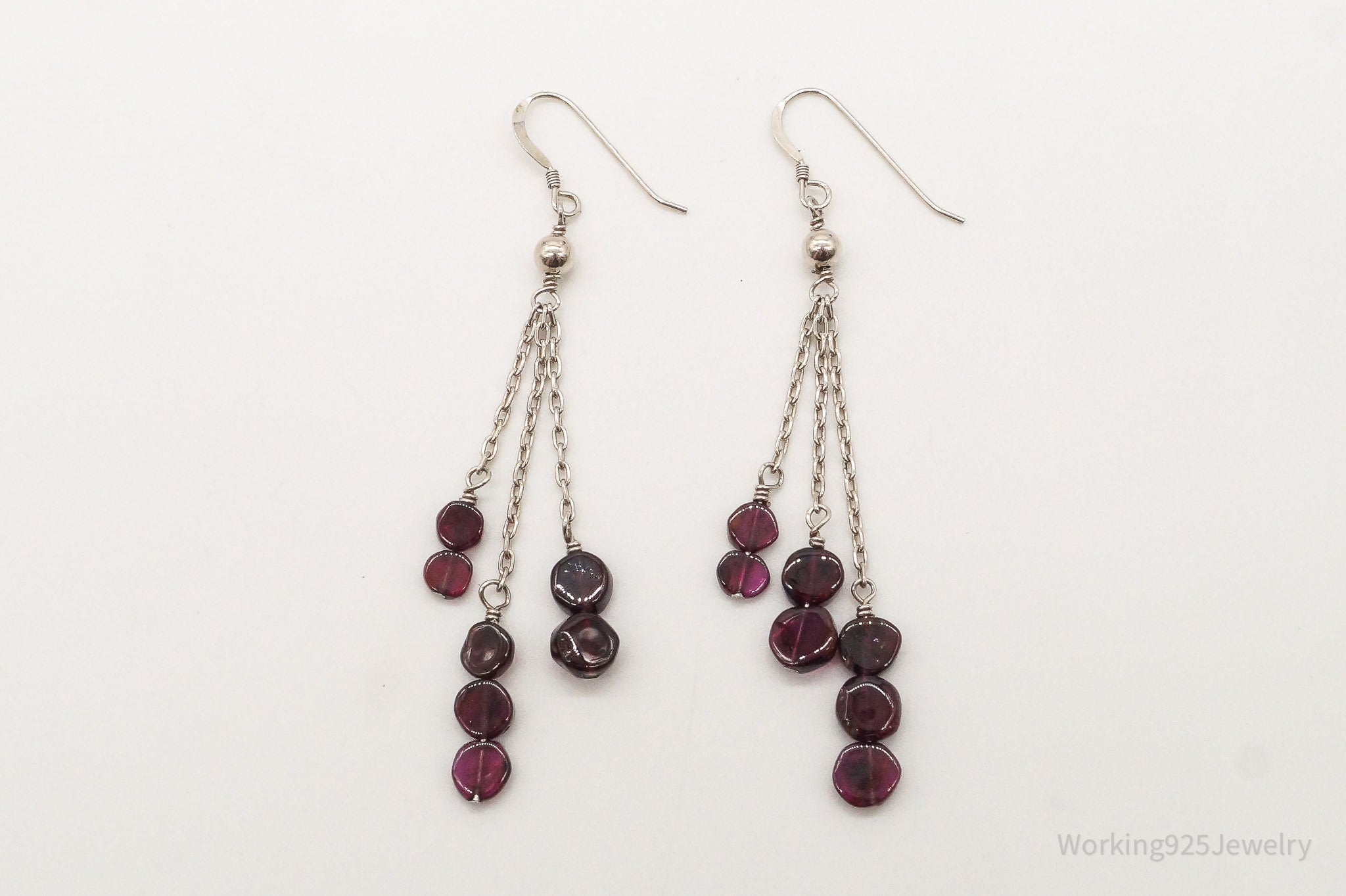 Vintage Rhodolite Garnet Sterling Silver Earrings