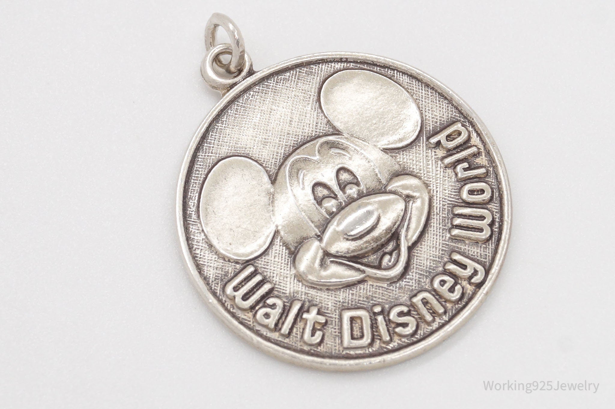 Large Vintage Walt Disney World Mickey Mouse Sterling Silver Pendant