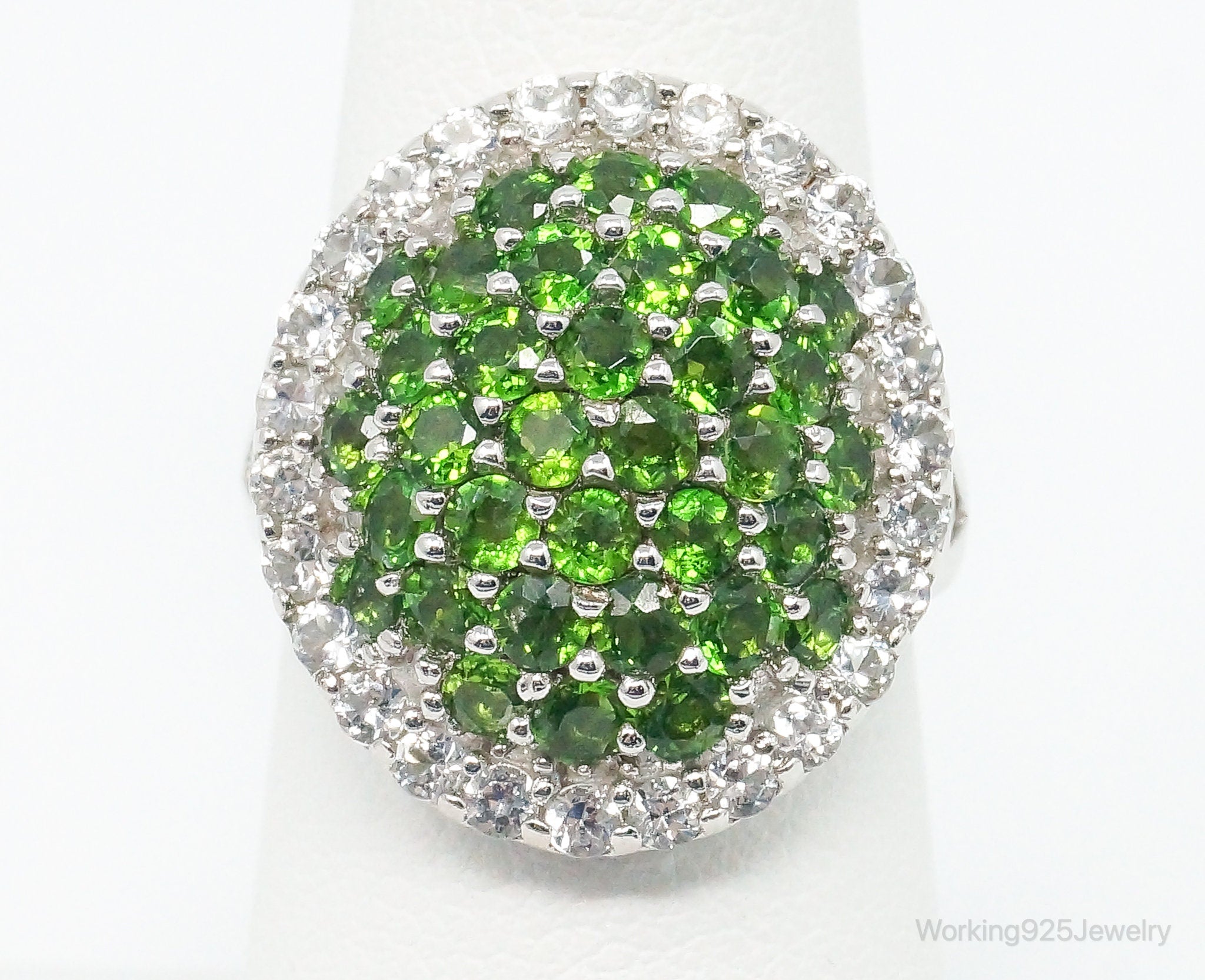 Vintage Peridot Cubic Zirconia Sterling Silver Ring - Size 7