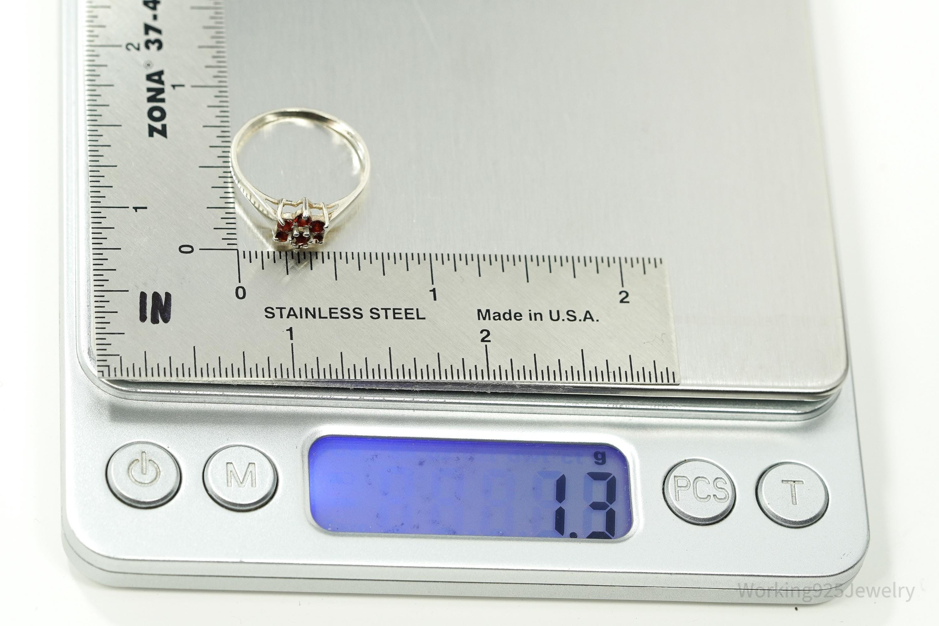 Vintage 1980s Birmingham Garnet Sterling Silver Ring - Size 6.5