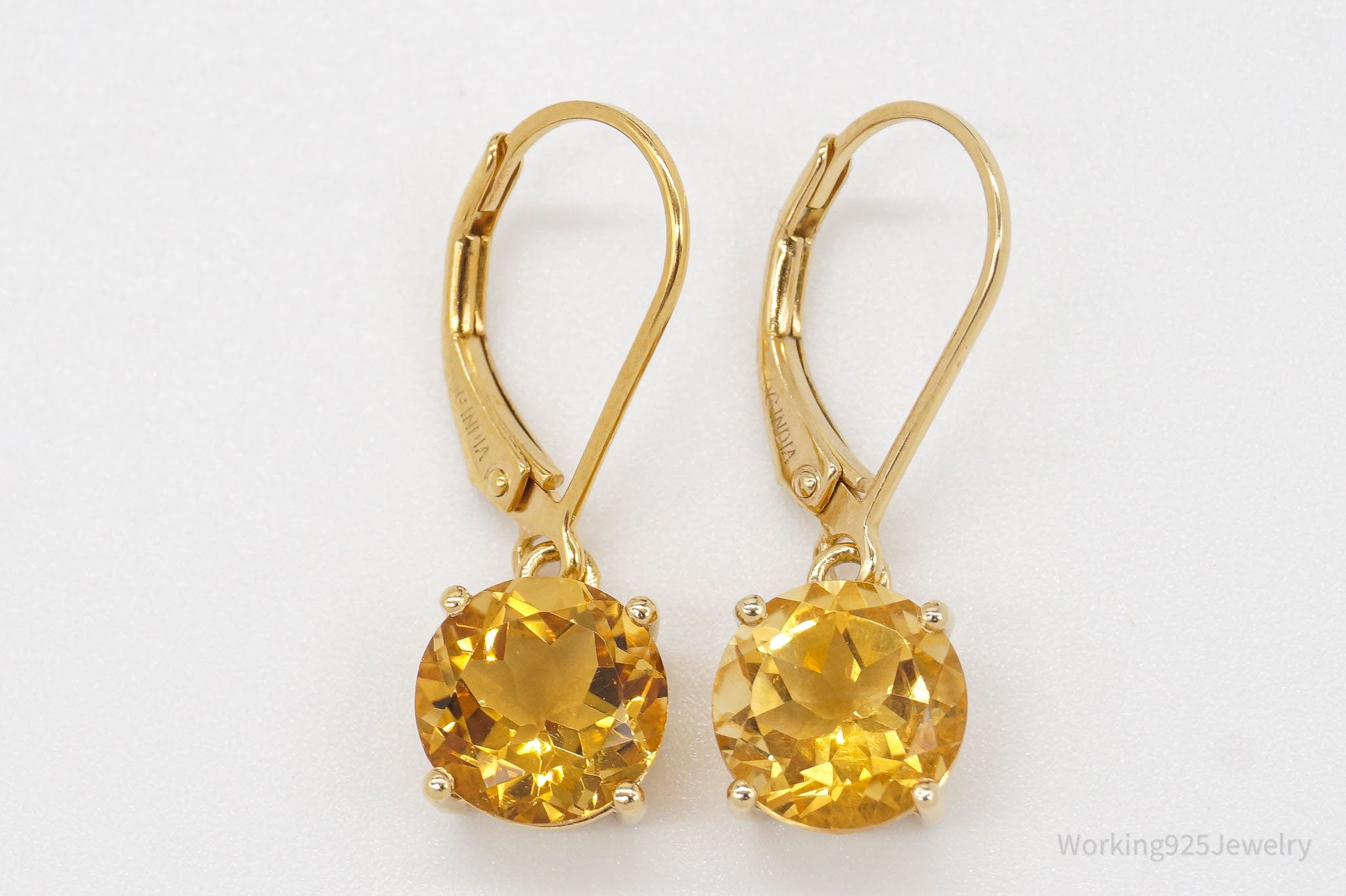 Vintage Citrine Yellow Gold Vermeil Over Sterling Silver Earrings