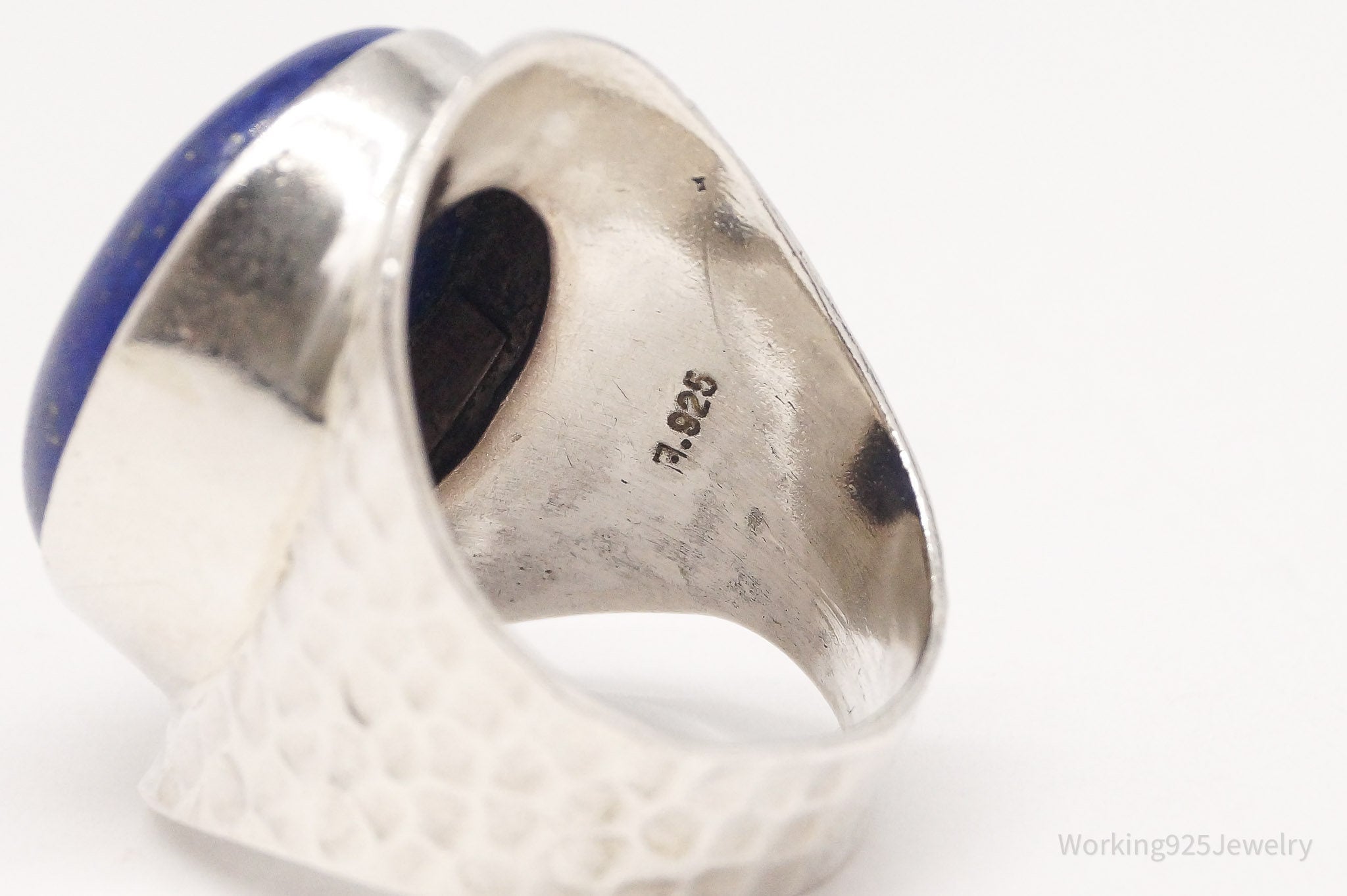 Vintage Lapis Lazuli Sterling Silver Ring Size 6.75