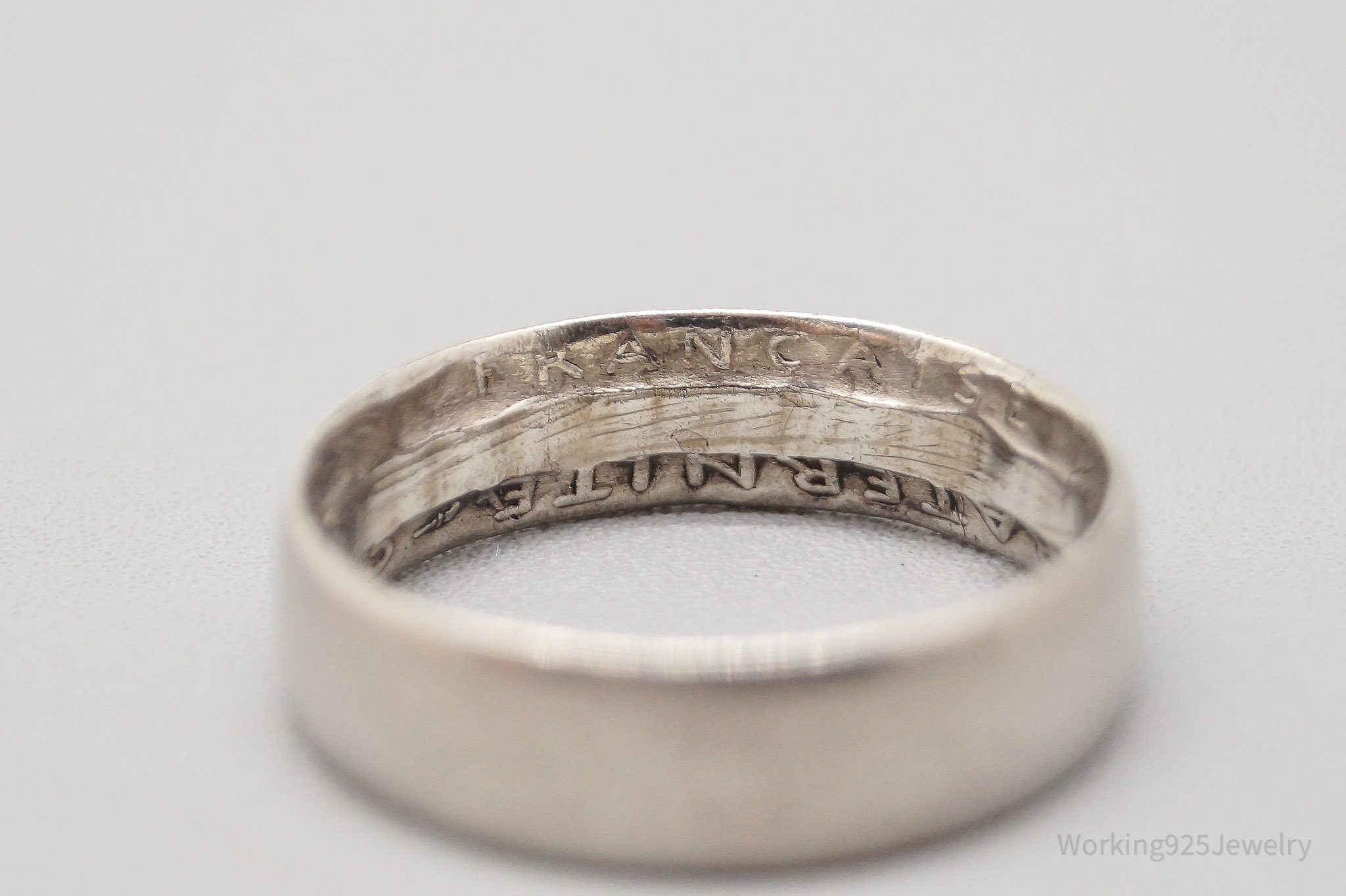 Antique 1915 2 Francs Silver Coin Turned Ring - Size 9.25