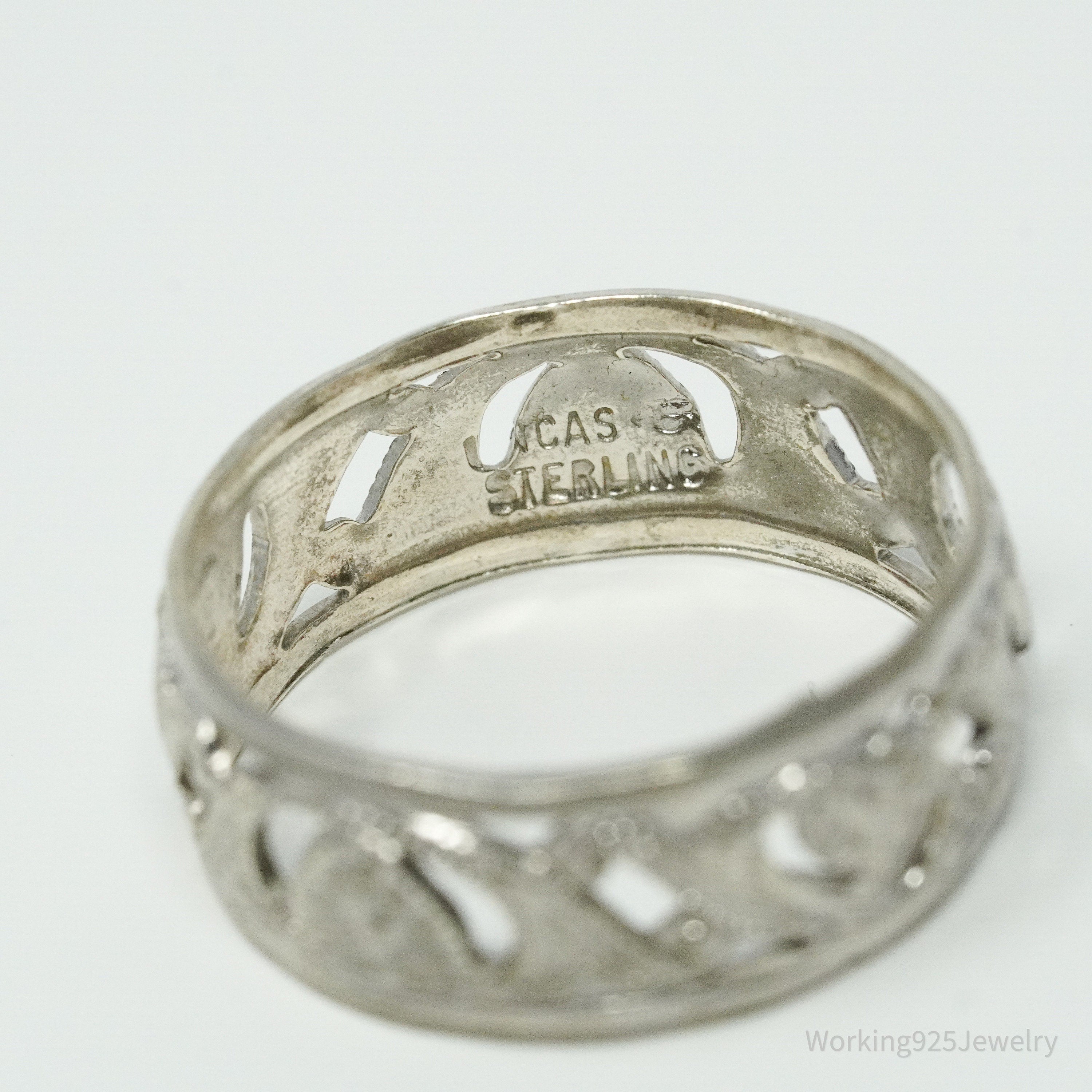 Antique Designer Uncas MFG Co Ornate Sterling Silver Band Ring - Size 8.25