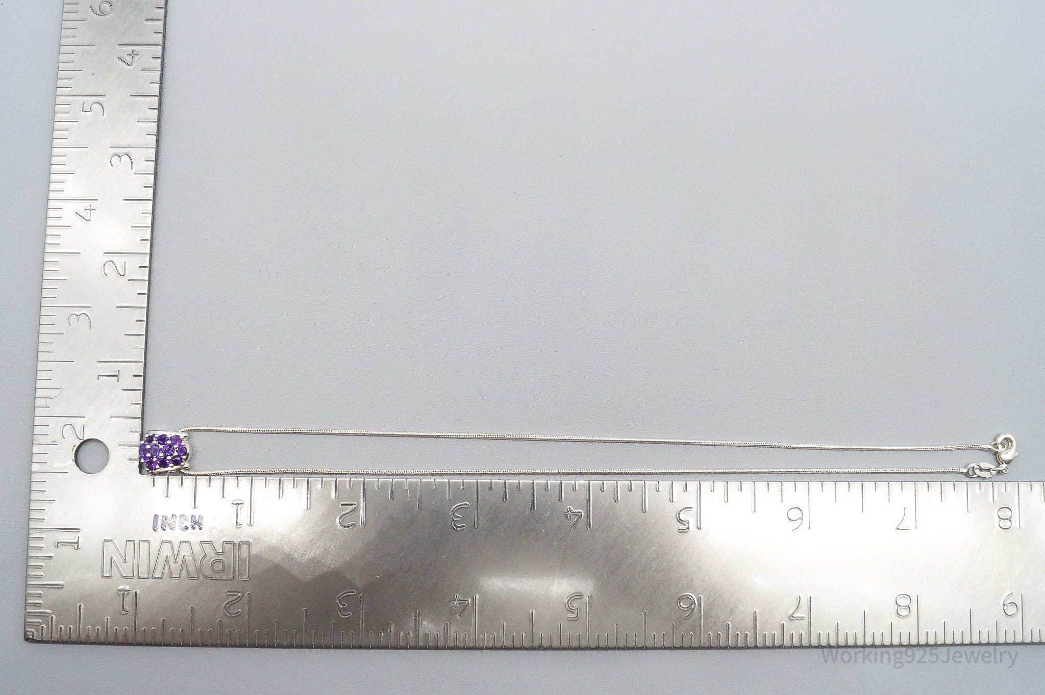 Vintage Amethyst Sterling Silver Chain Necklace 16"