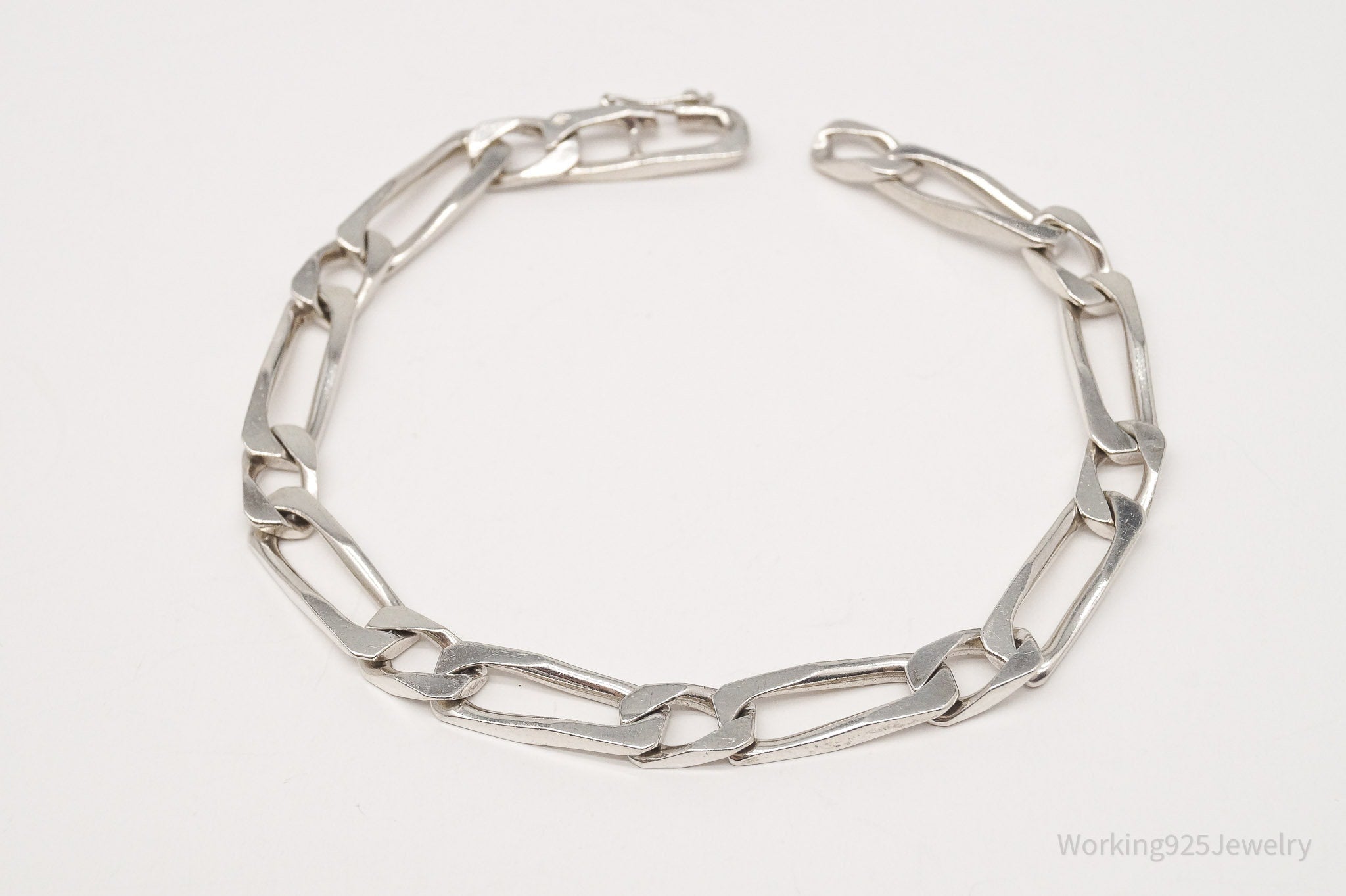 Vintage French Chain Link Sterling Silver Bracelet 8.75"