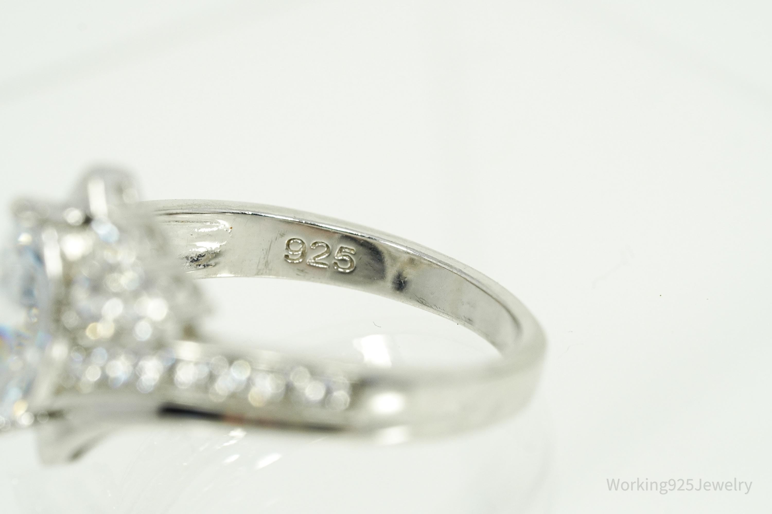 Vintage Cubic Zirconia Sterling Silver Ring Size 8.25