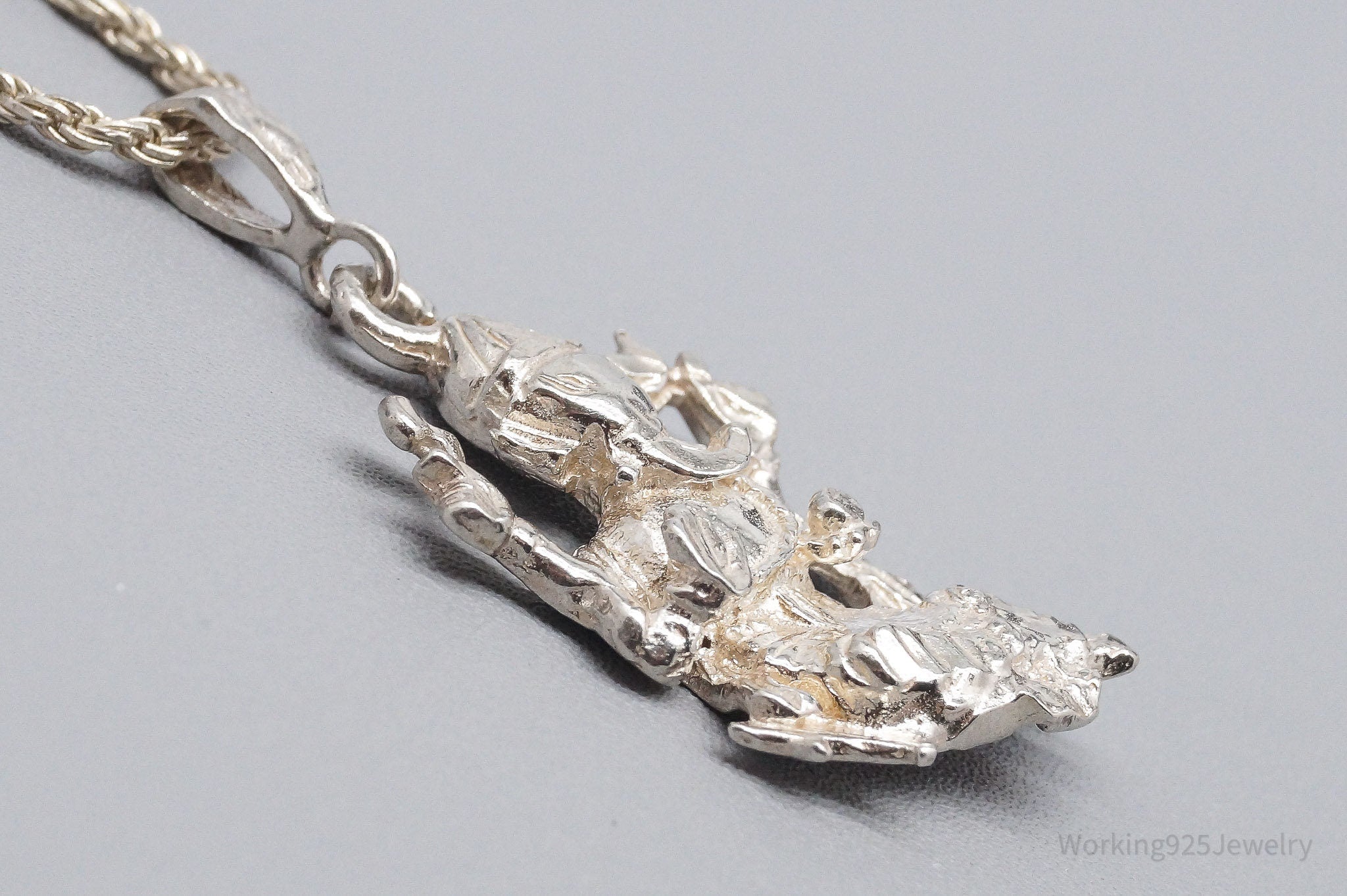 Vintage Buddha Ganesha Sterling Silver Necklace 18"