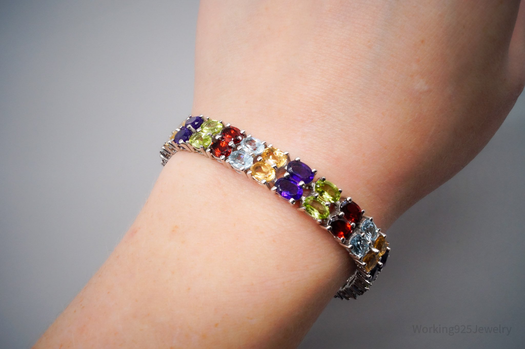 Vintage JTV TGGC Multi Gemstone Sterling Silver Bracelet