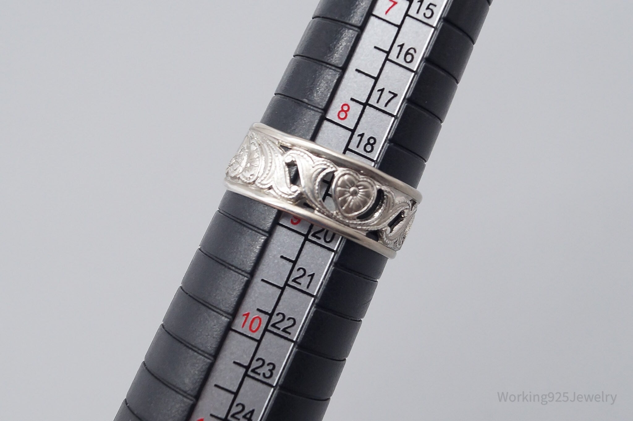 Antique Vintage SETA Ornate Sterling Silver Band Ring - Size 8.75