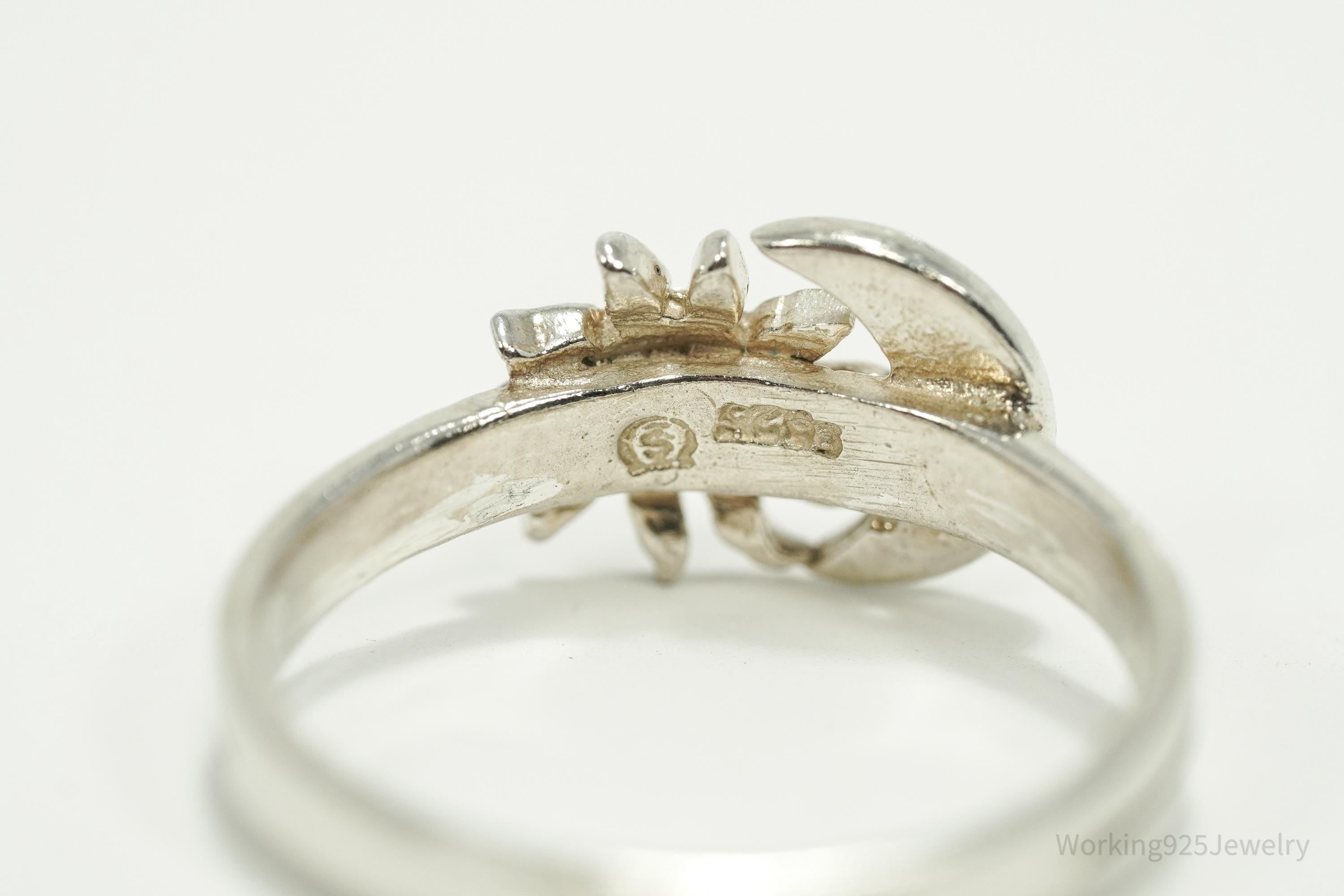 Vintage Sun & Moon Sterling Silver Ring - Size 9