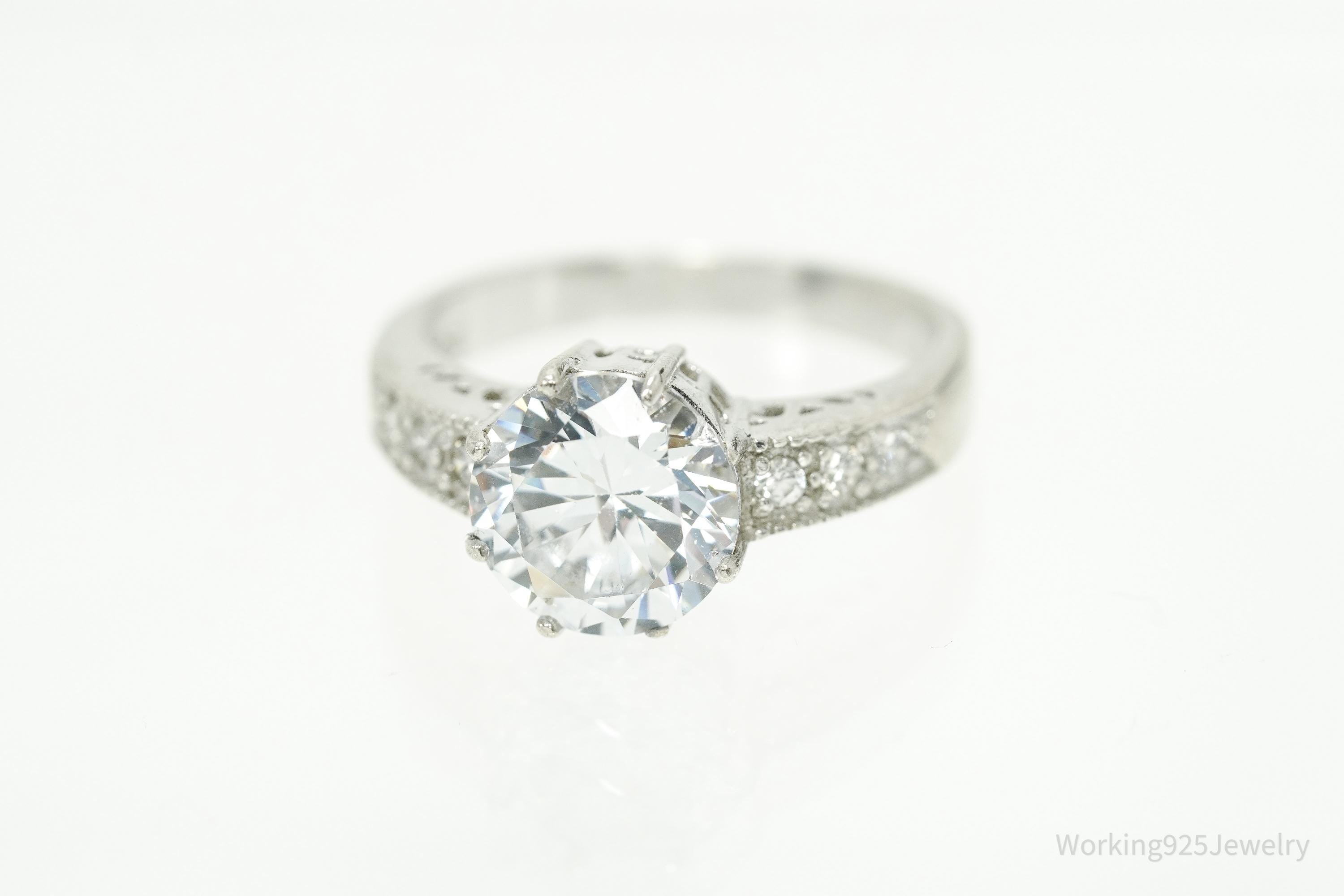 Vintage Cubic Zirconia Sterling Silver Ring Size 6.75