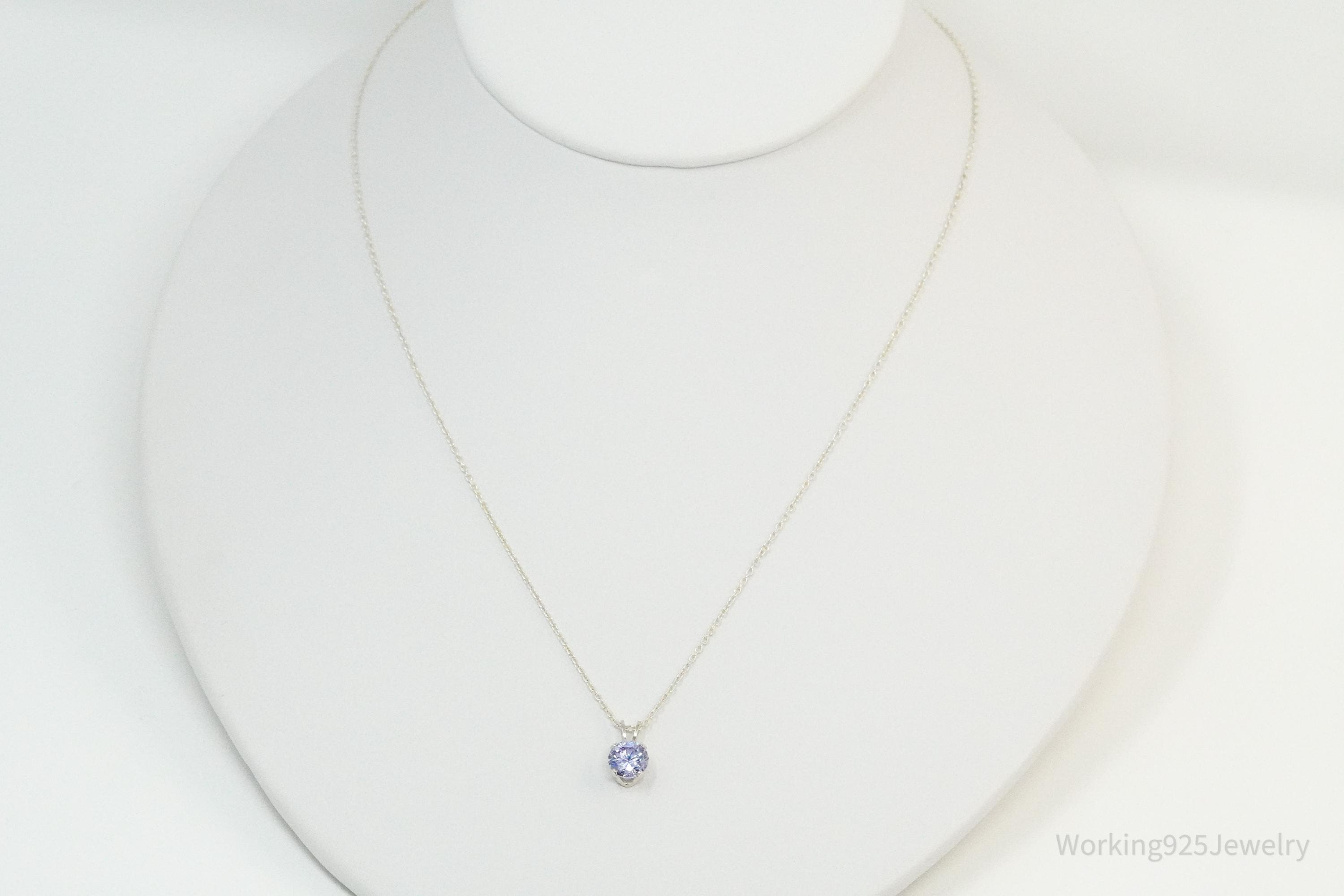 Vintage Violet Cubic Zirconia Sterling Silver Necklace - 18"