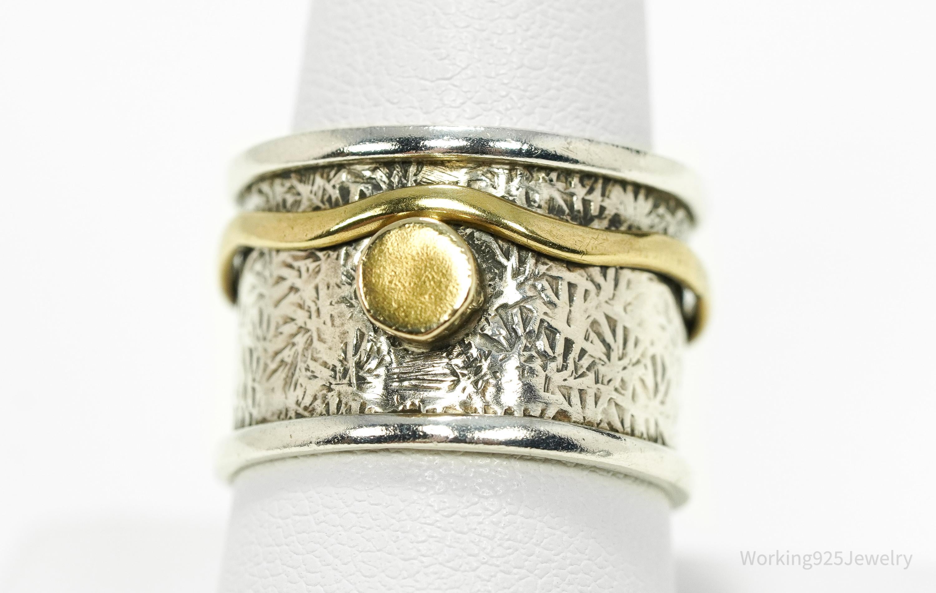 Vintage Brass Sterling Silver Band Ring- Size 9.75