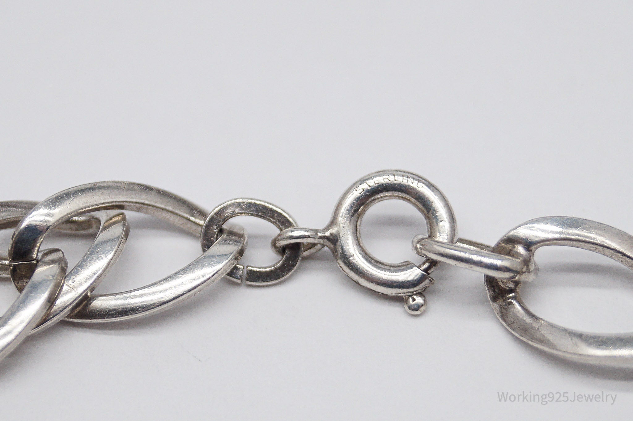 Vintage JB Mid Century Sterling Silver Chain Bracelet - 7.5"