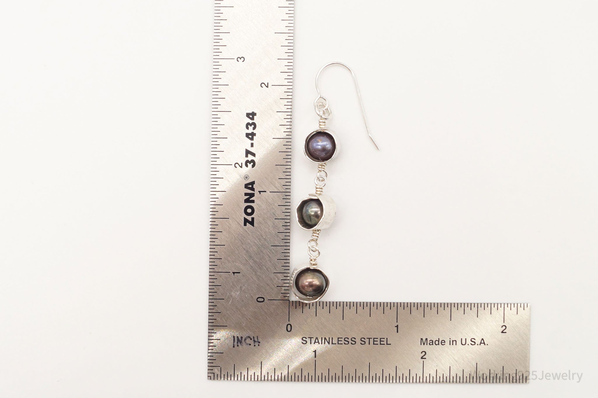 Vintage Tahitian Pearl Sterling Silver Earrings