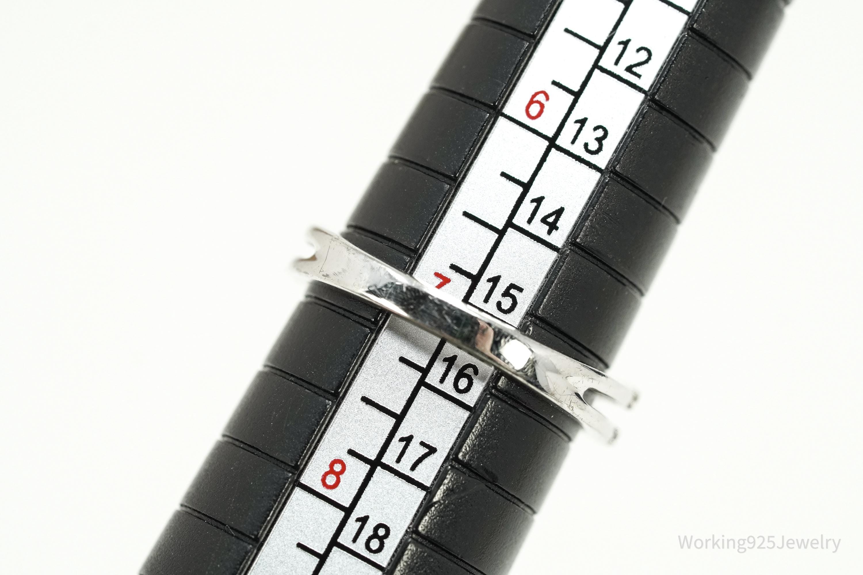 Vintage JWBR Sterling Silver Ring • Opal, Blue Topaz & CZ Cluster Size 7