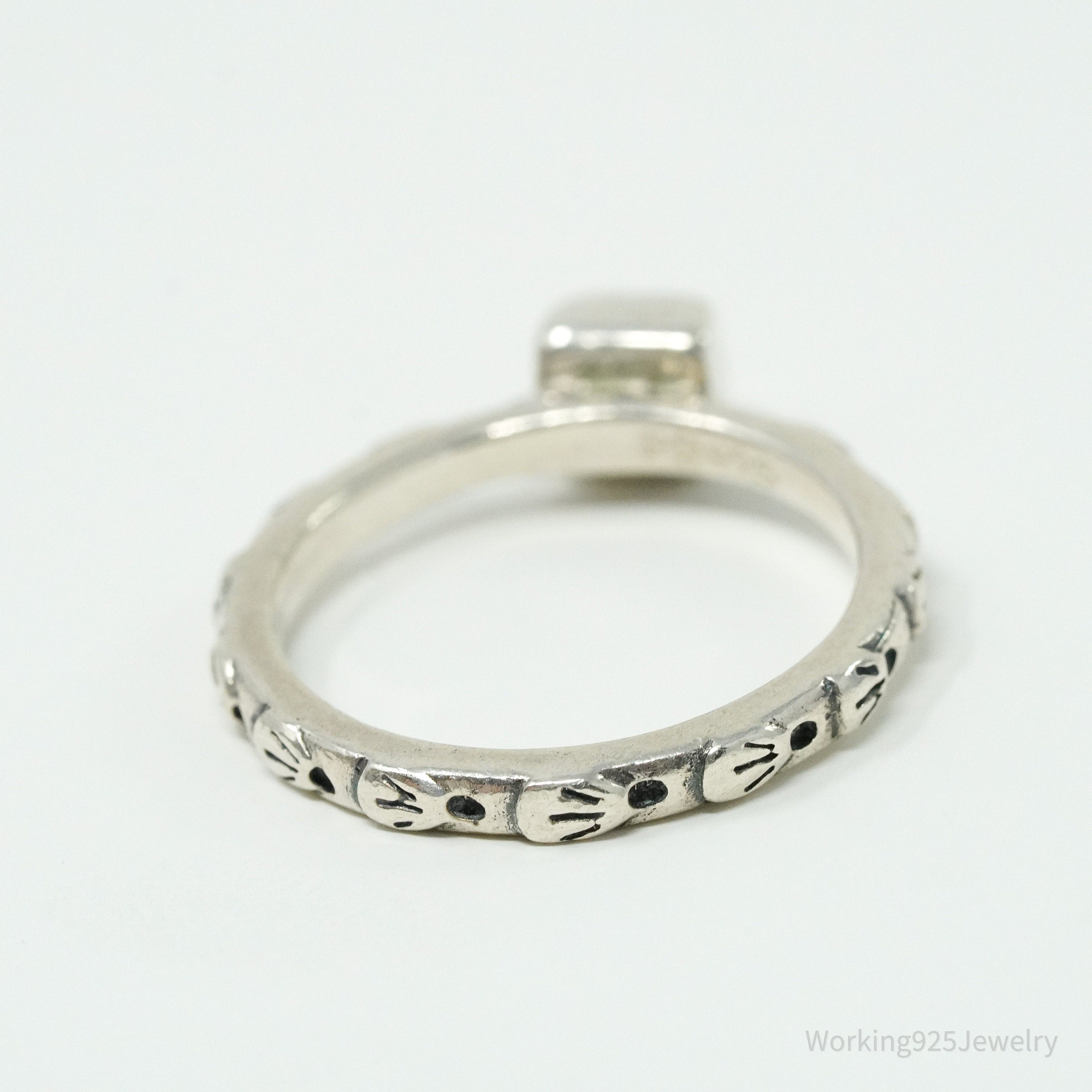 Vintage Peyote Bird Southwestern Shell Oyster Sterling Silver Ring - Size 7