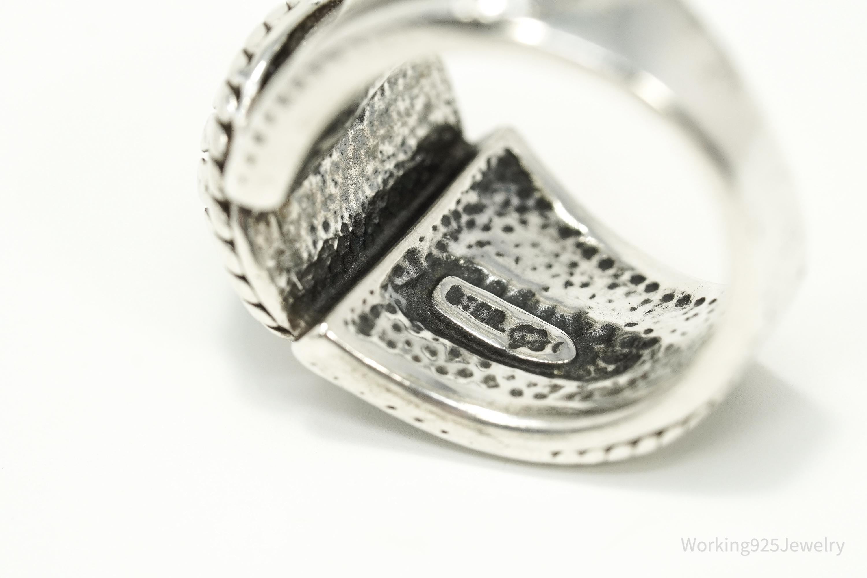 Vintage Native Designer Carolyn Pollack Malachite Sterling Silver Ring - Size 6