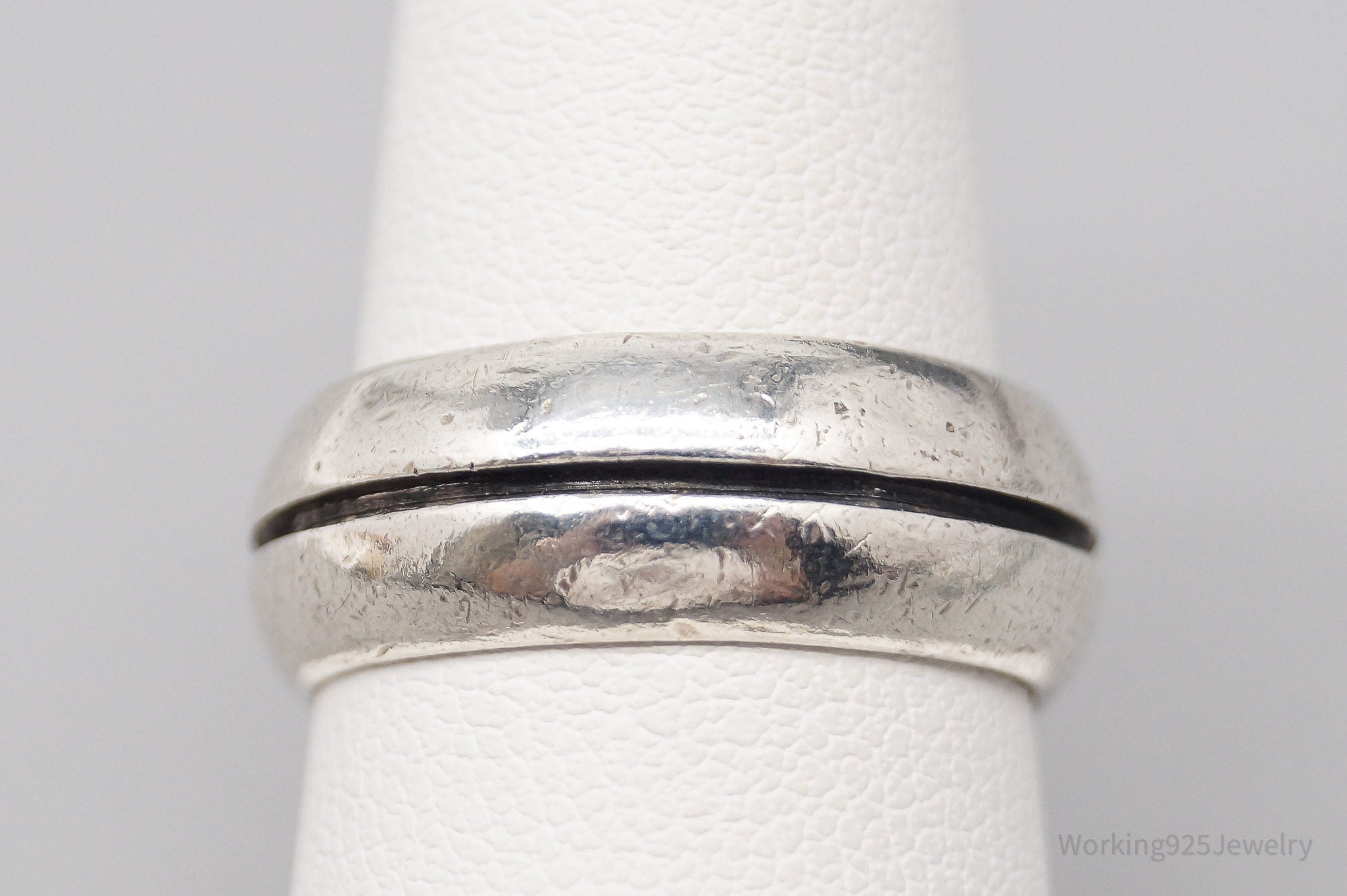 Vintage Mexico Modernist Style Sterling Silver Band Ring - Size 7.25