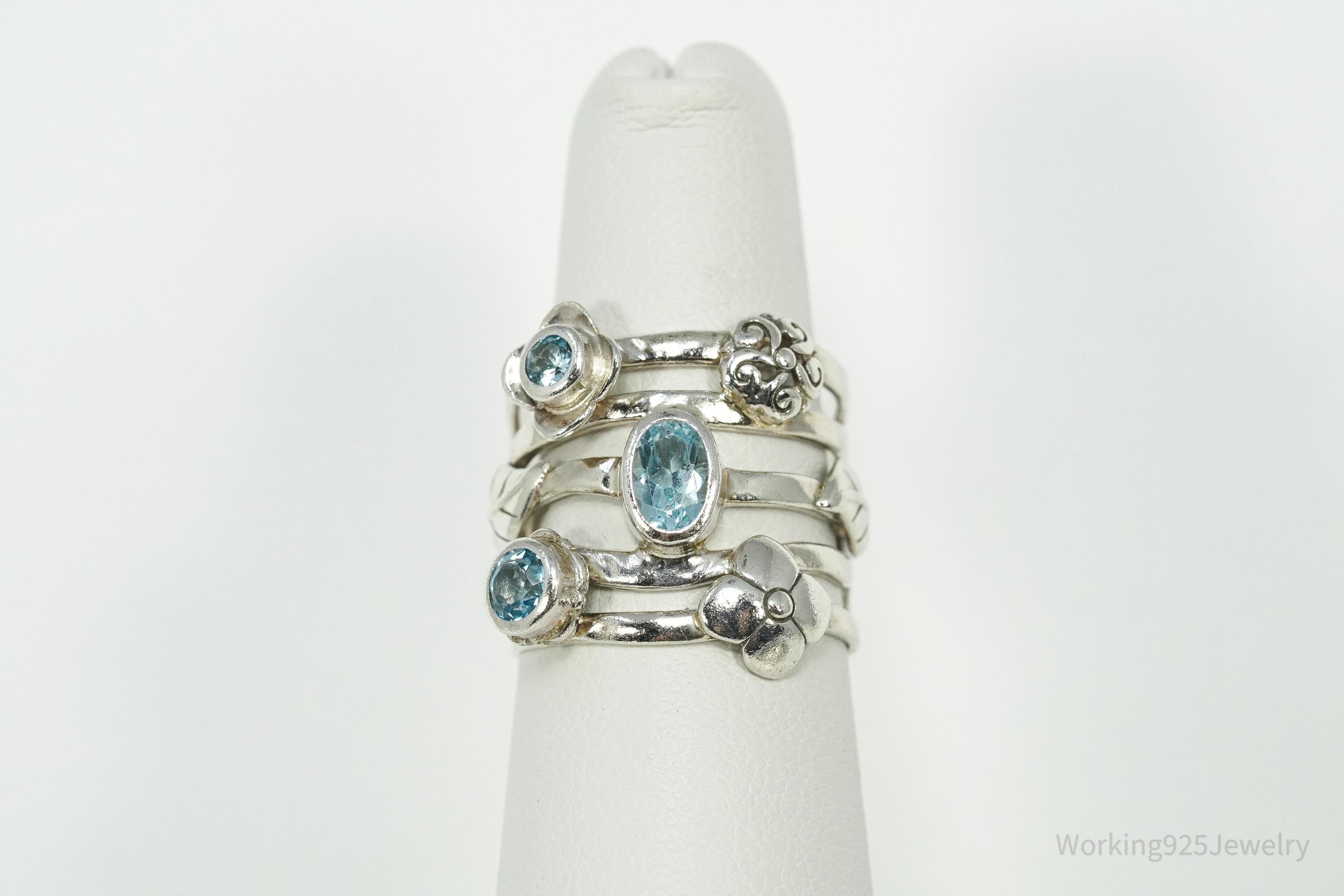 Vintage Janice Girardi Blue Topaz Sterling Silver Ring - Size 6.25