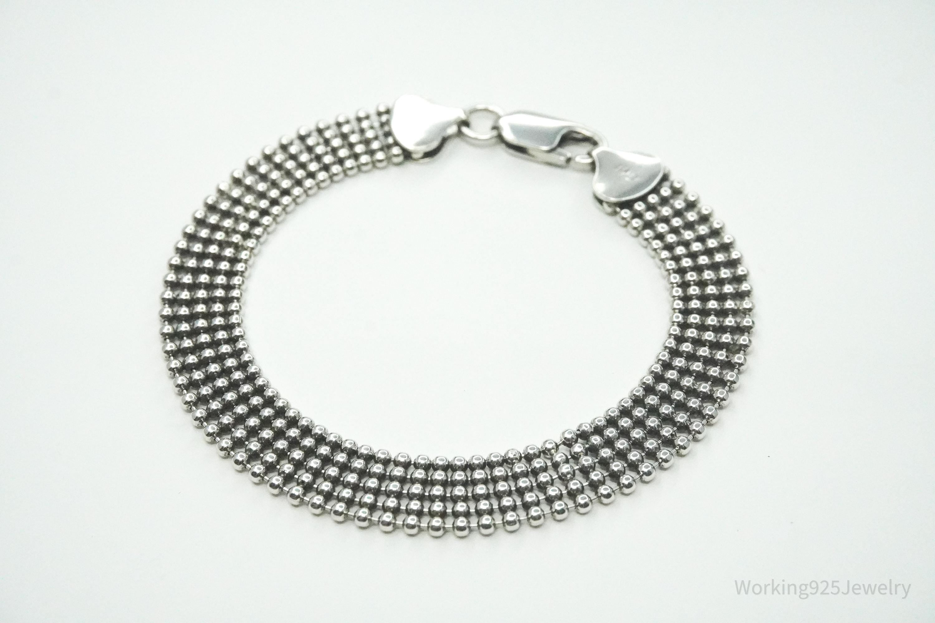 Vintage Italian Mesh Style Sterling Silver Bracelet 7.25"
