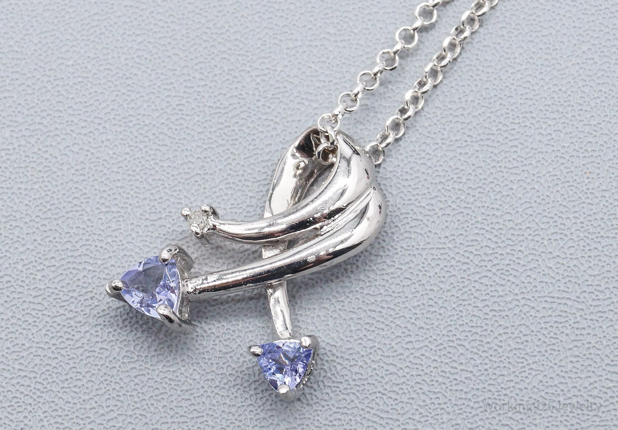 Tanzanite & Diamond 10K White Gold Over Sterling Silver Necklace 18"