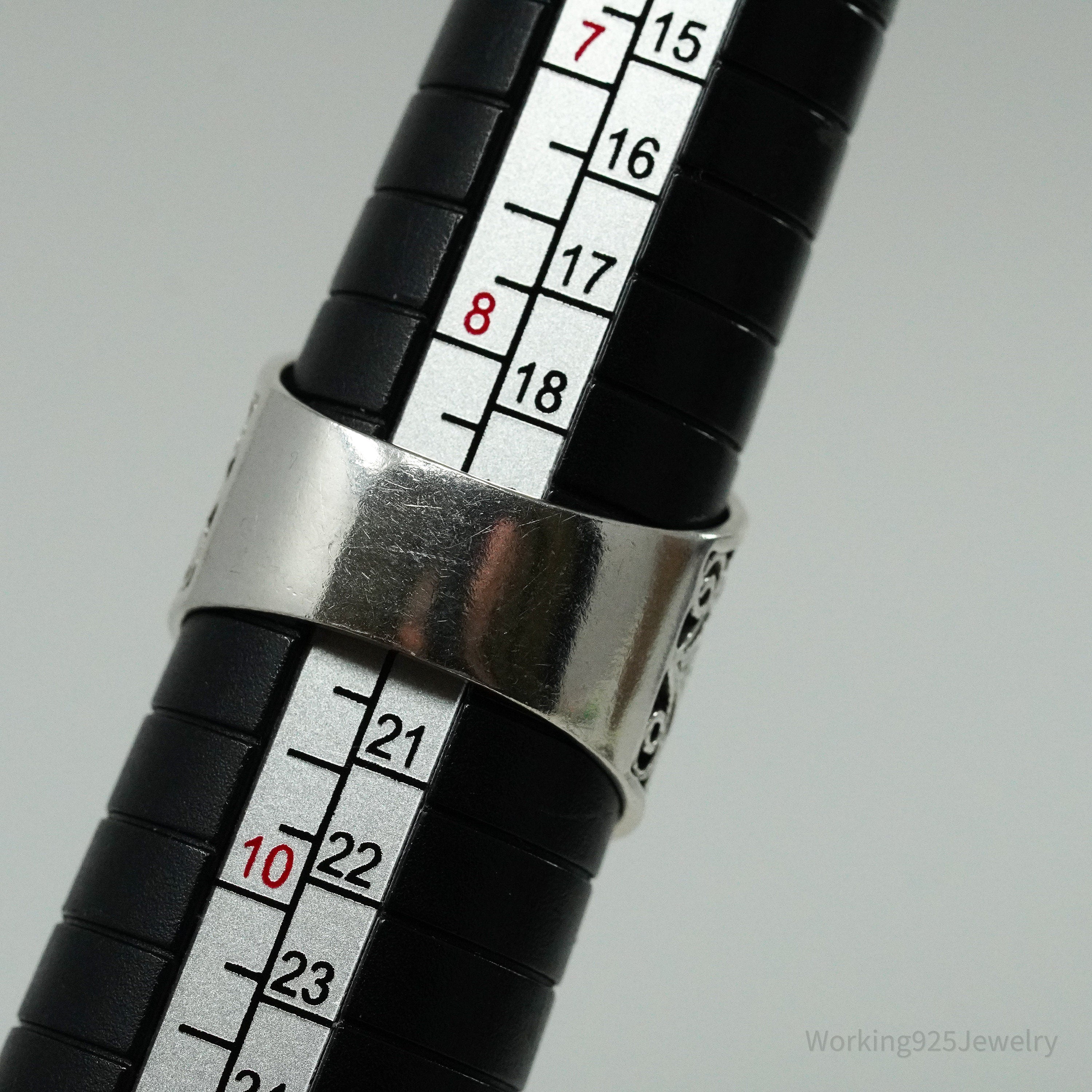 Vintage Designer DGS Lapis Lazuli Filigree Sterling Silver Ring - Size 9