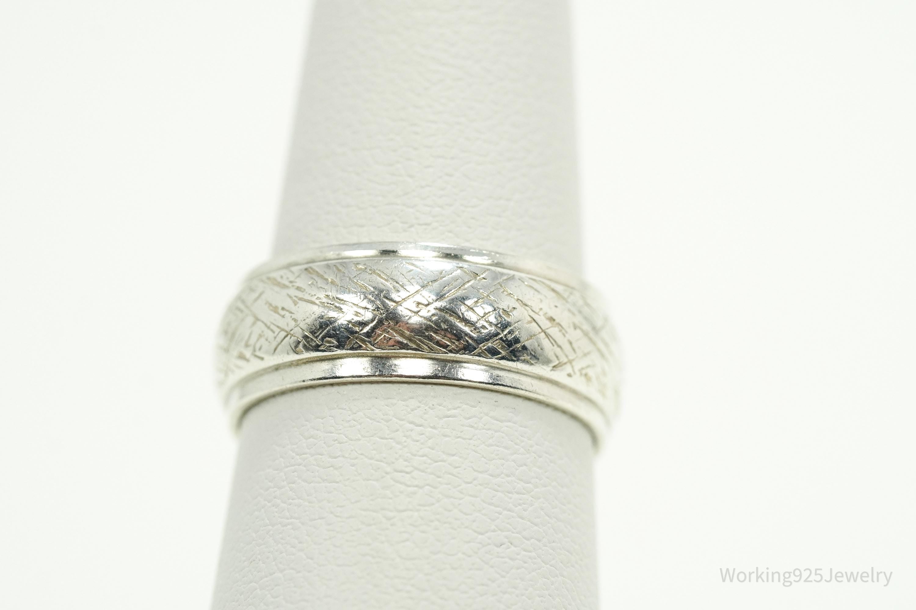 Antique Designer Sterling Silver Band Ring - Size 7