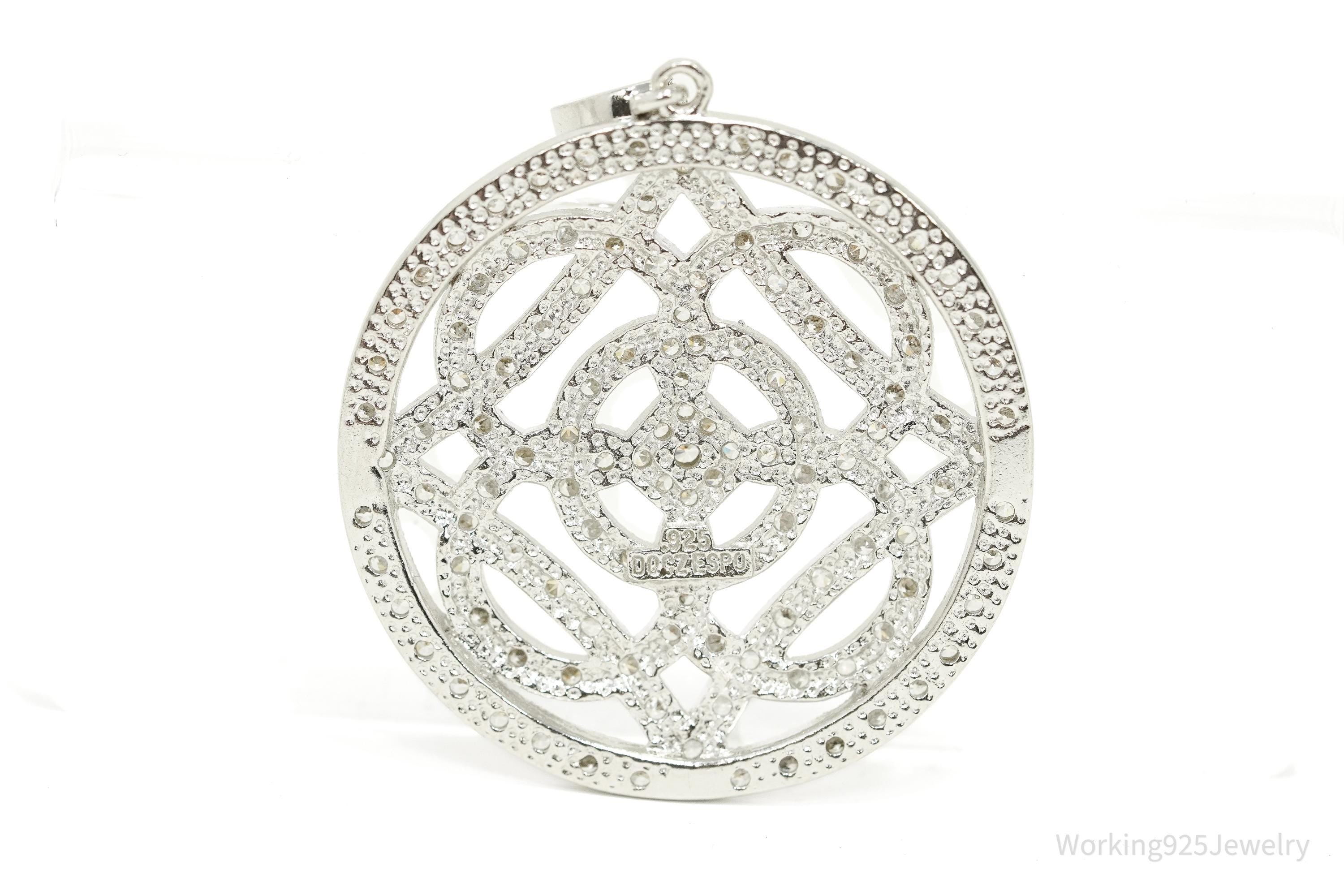 Vintage Joseph Esposito Art Deco Style Cubic Zirconia Sterling Silver Pendant