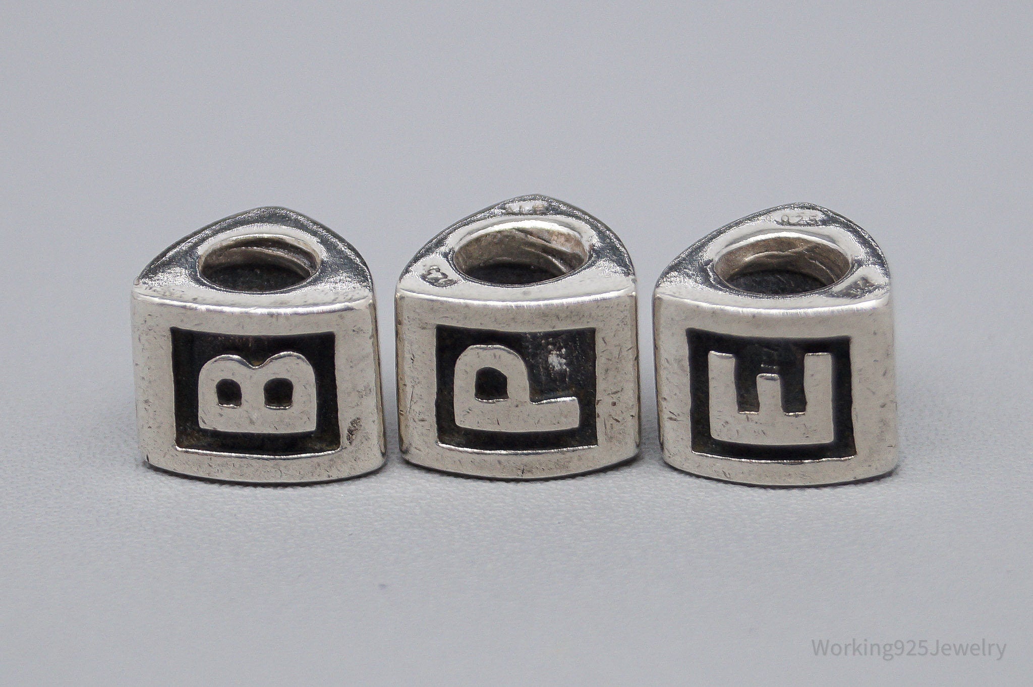 Retired Authentic Pandora B P E Alphabet Letter Charms Sterling Silver Set
