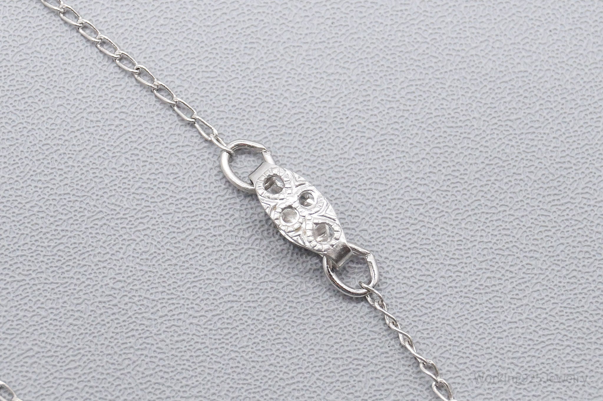 Antique German Lavaliere Floral Marcasite Sterling Silver Necklace 17"