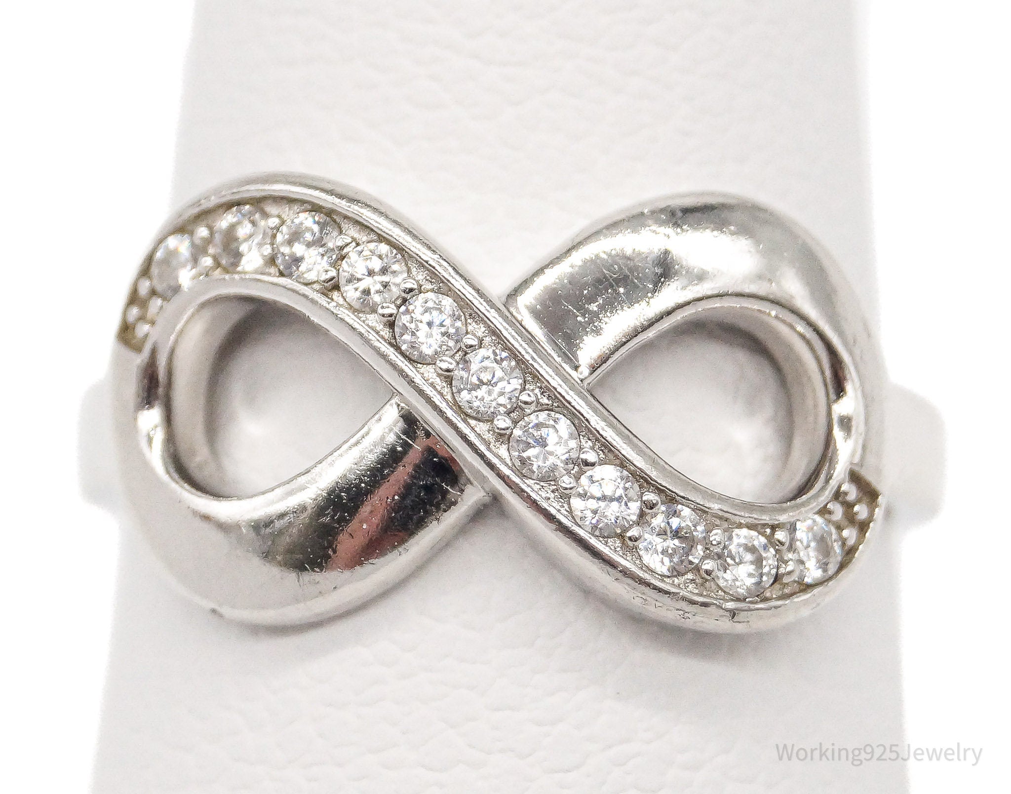 Vintage ESSE Cubic Zirconia Infinity Sterling Silver Ring - Size 5