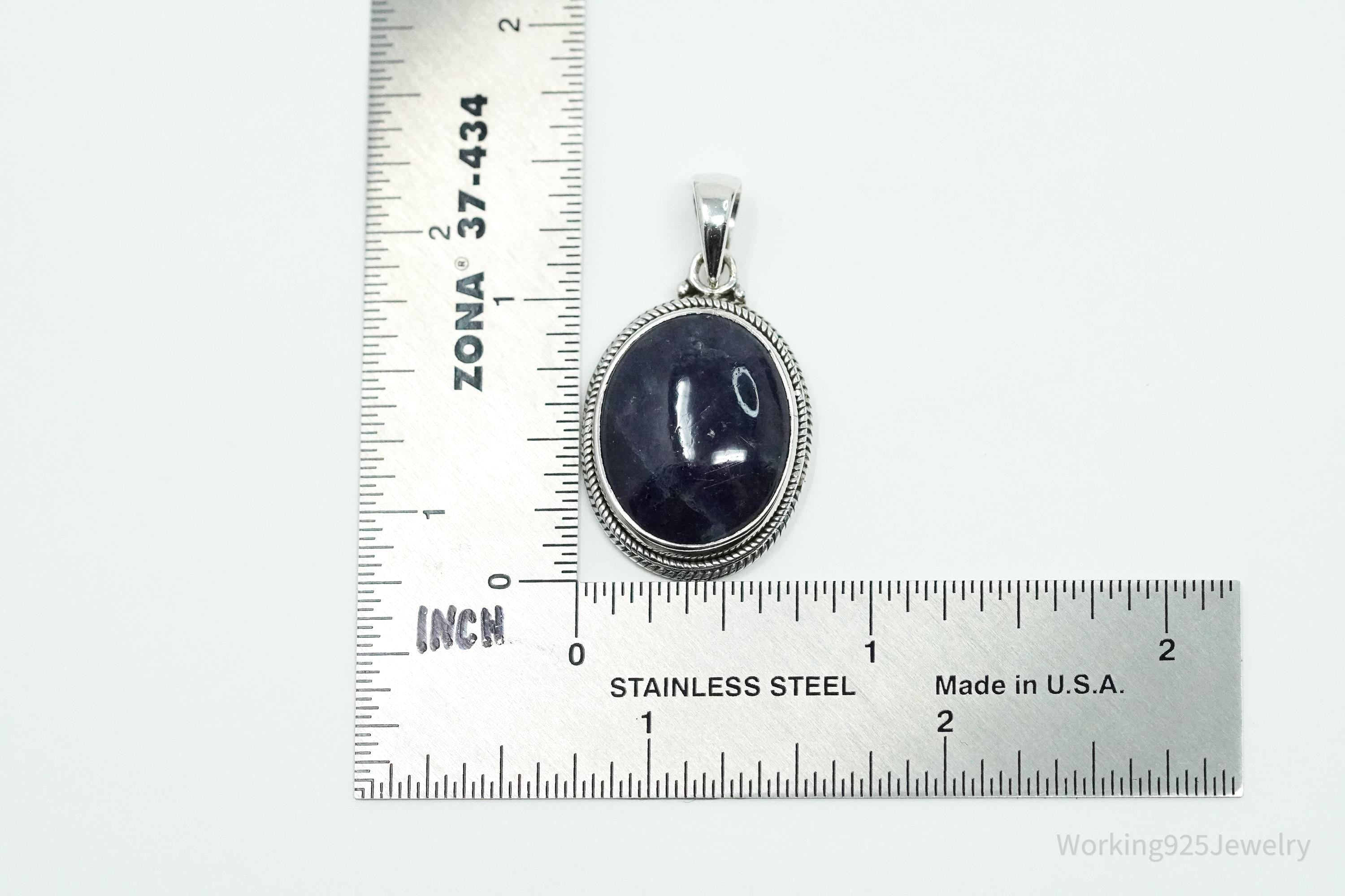 Vintage Bluish Purple Stone Sterling Silver Pendant