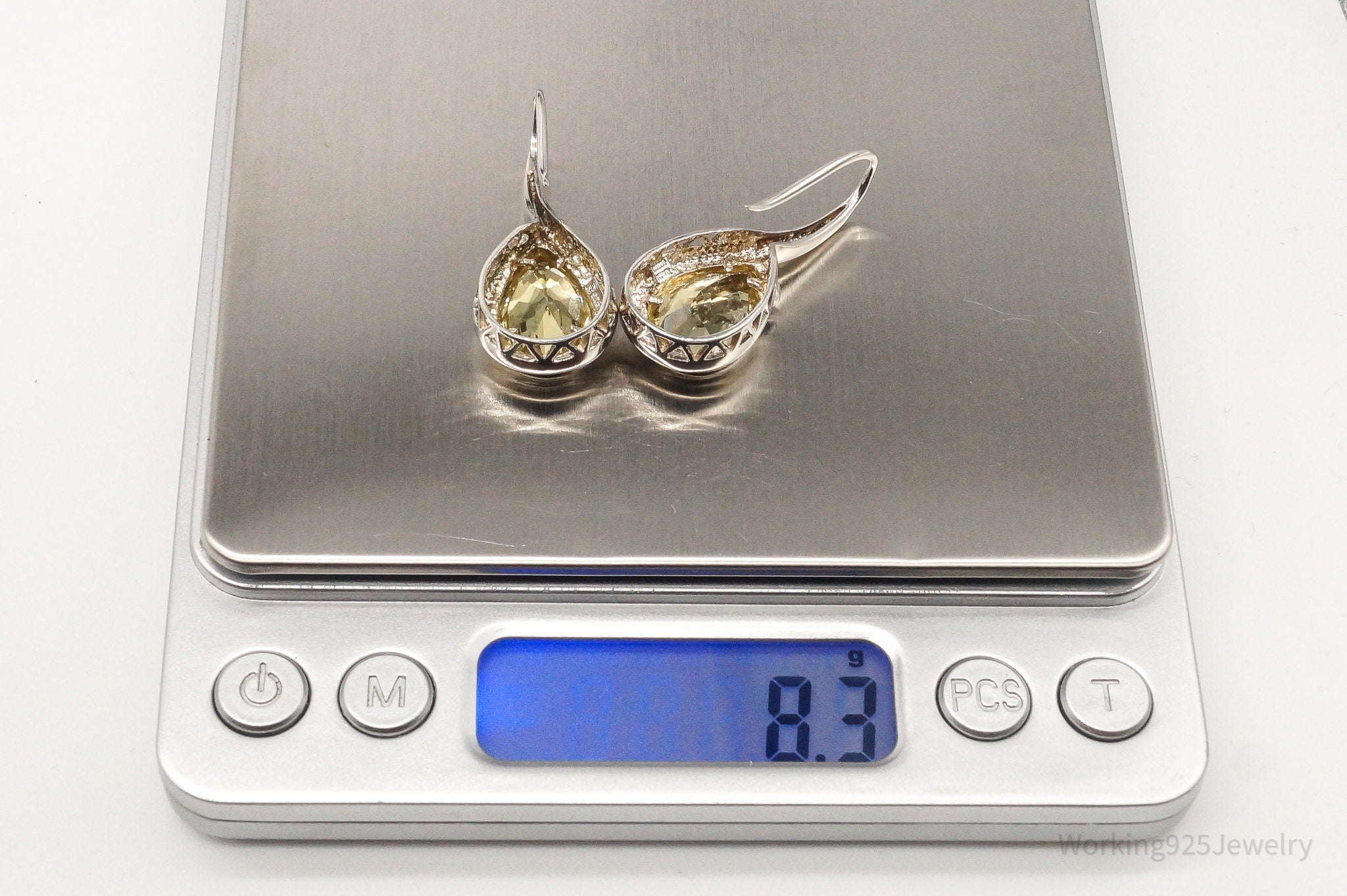 Vintage Lemon Quartz Sterling Silver Earrings