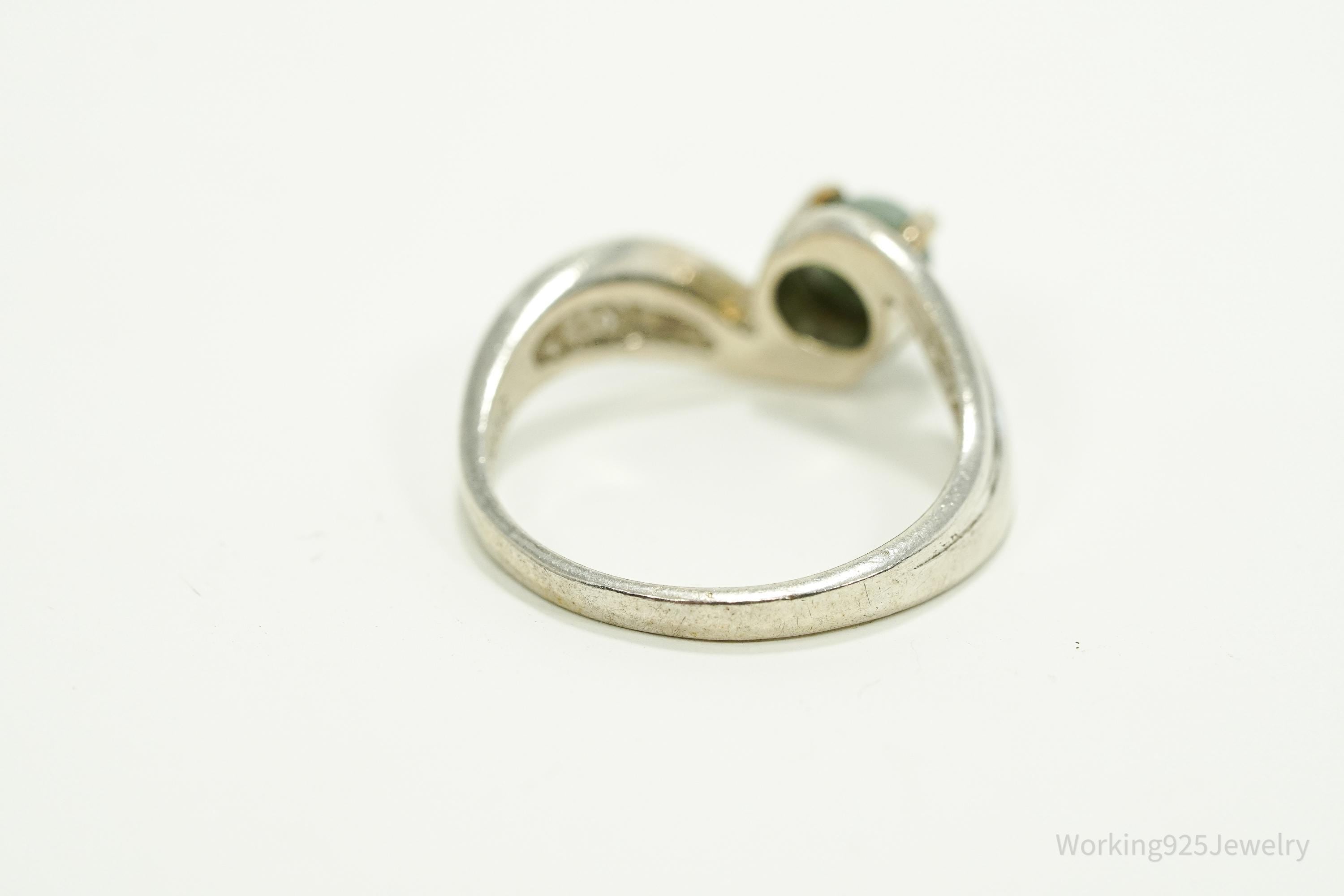Vintage Jade Sterling Silver Ring - Size 7.25