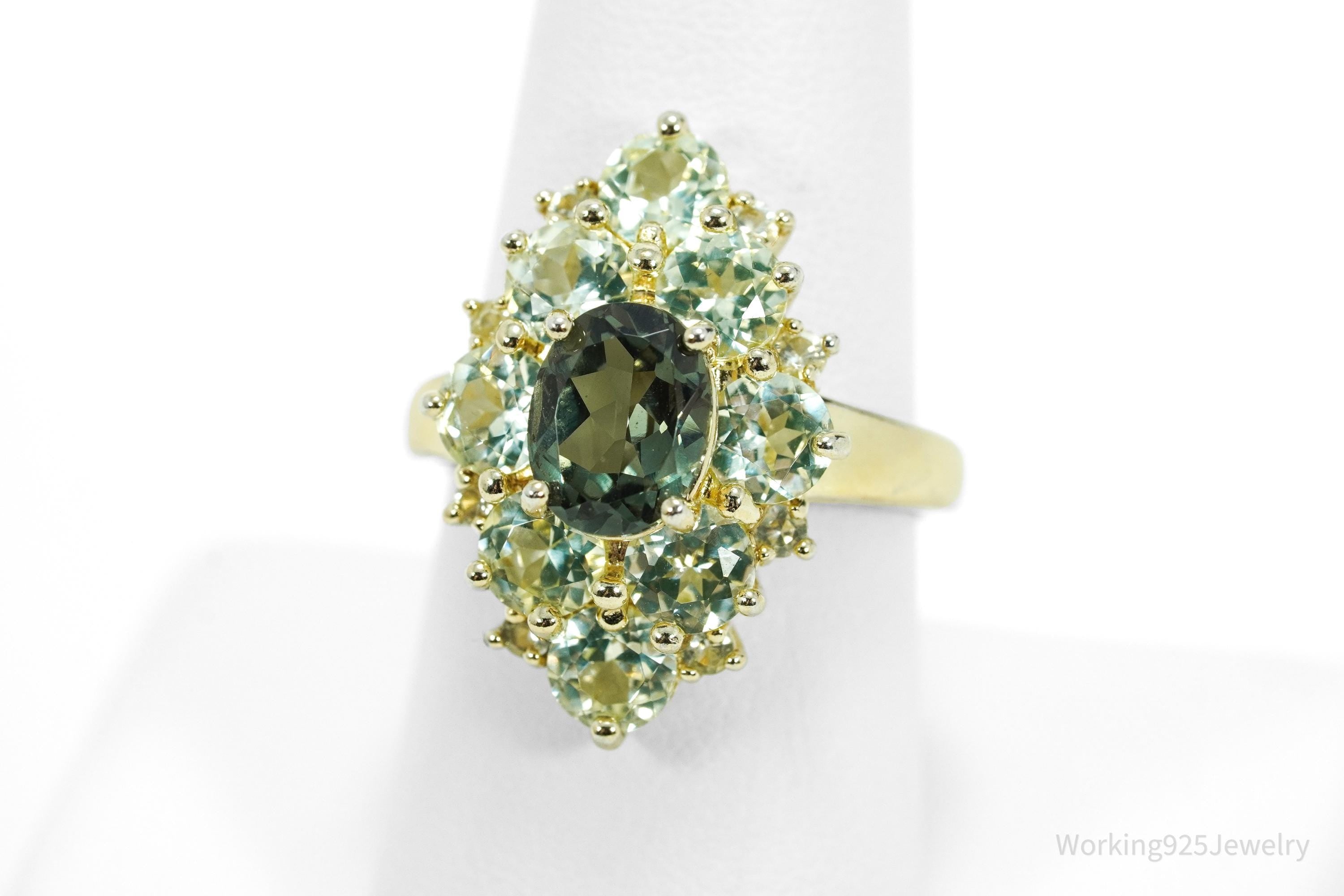 Designer Ross Simons Green Spinel Gold Over Sterling Silver Ring - Size 9