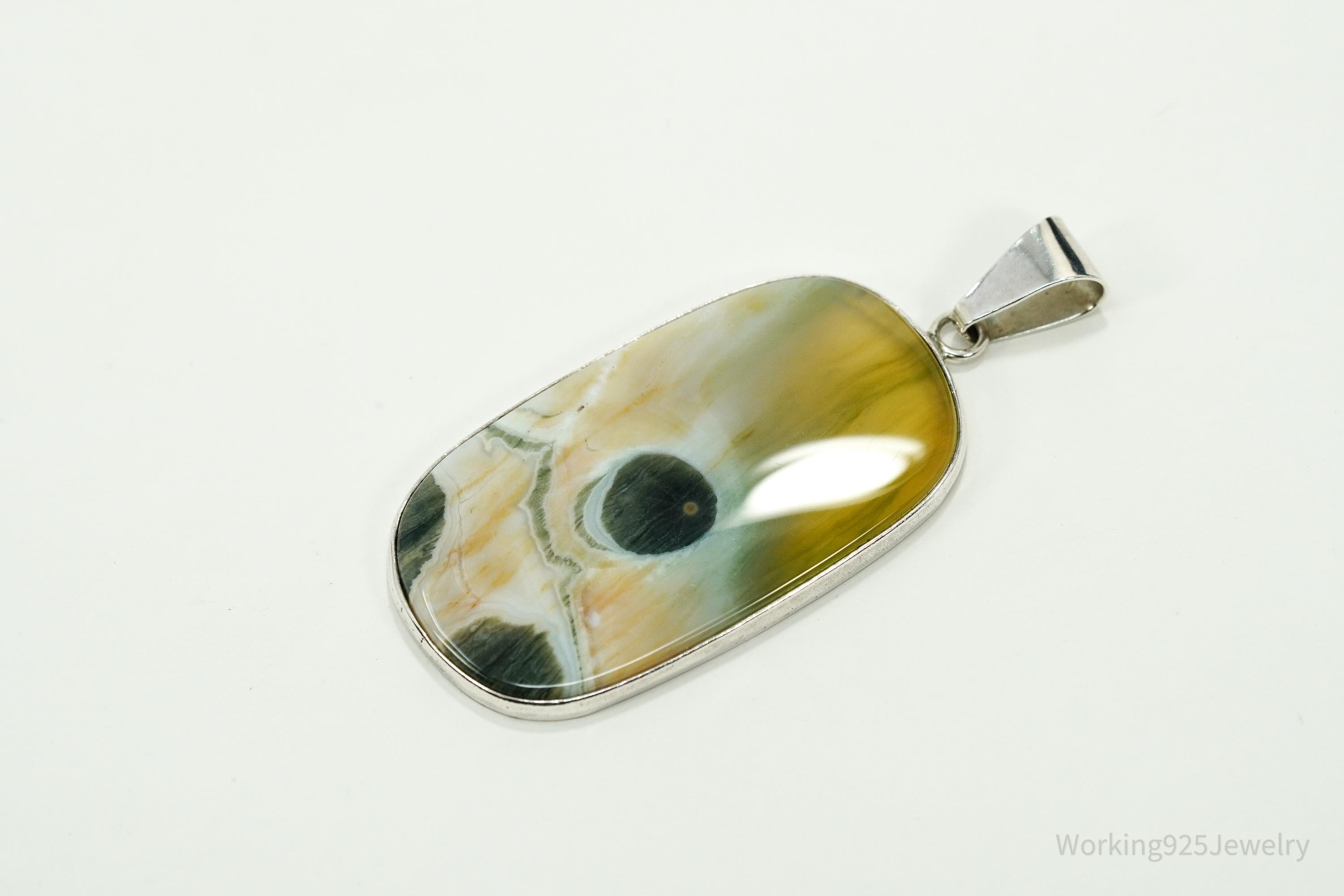 Large Vintage D. Robert Smith Jasper Sterling Silver Pendant