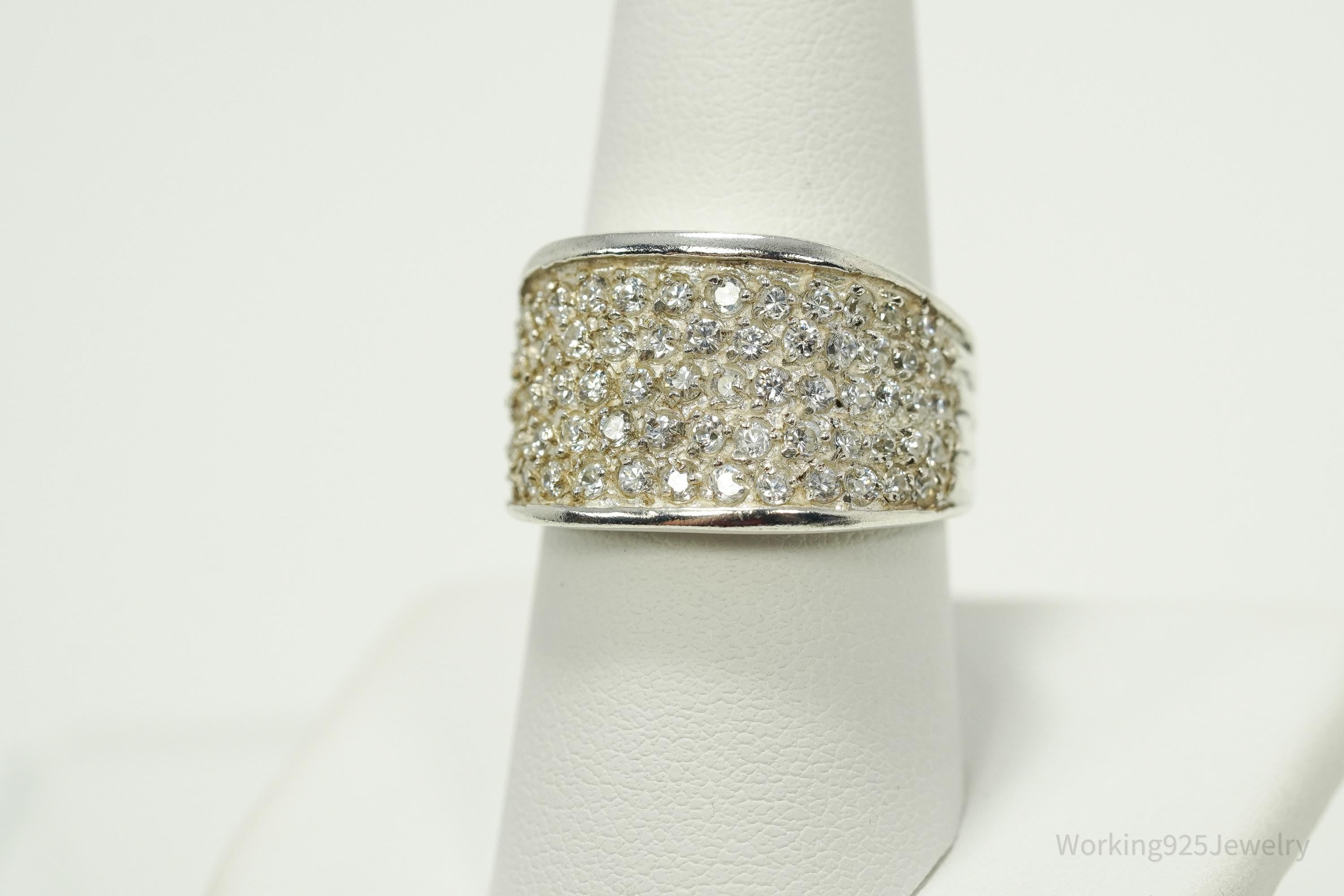 Vintage SETA Cubic Zirconia Sterling Silver Band Ring - Size 9