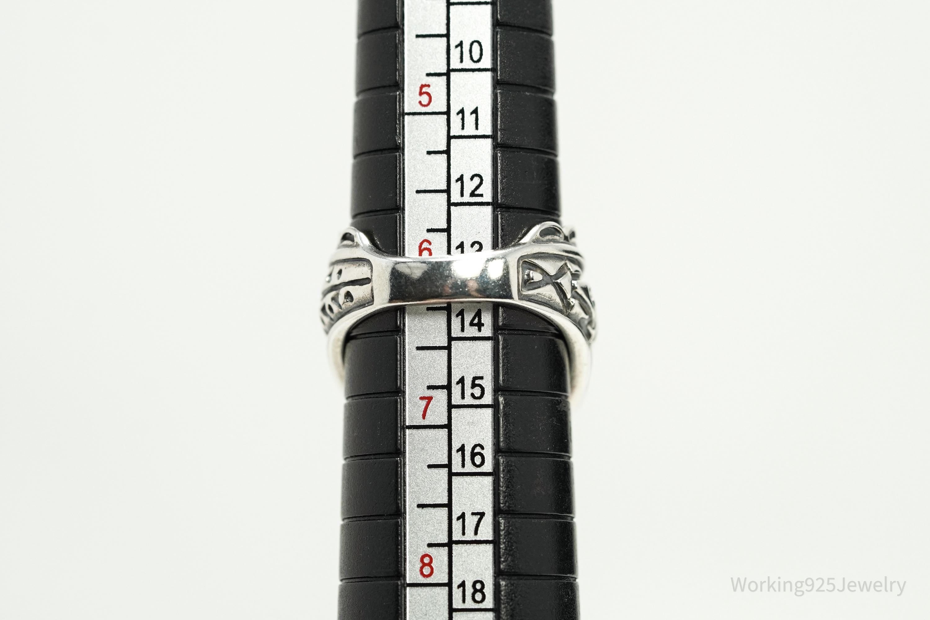 Vintage Carolyn Pollack Relios Fritz Malachite Sterling Silver Ring - Size 6.25