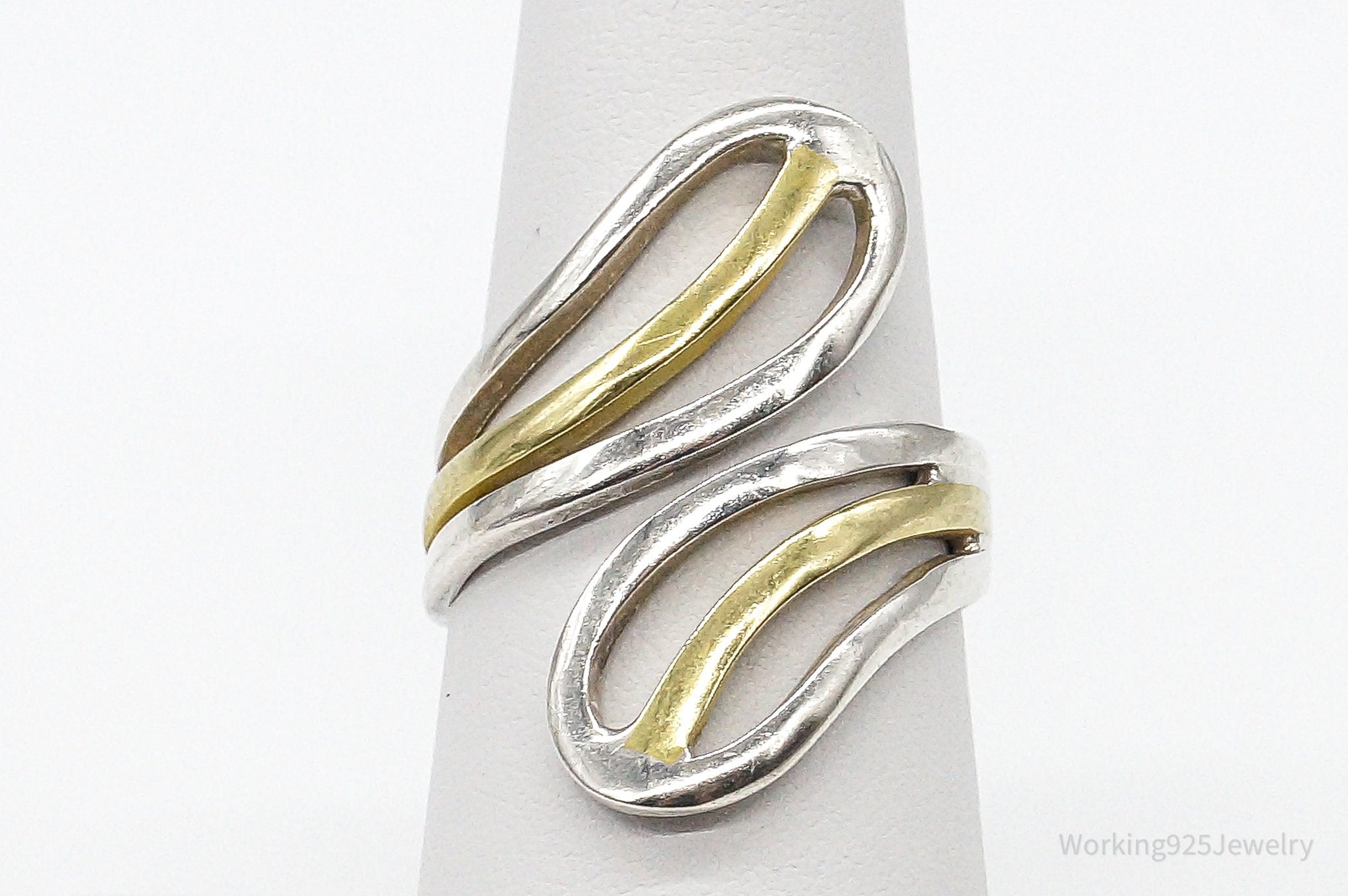 Vintage Mexico Gold Vermeil Sterling Silver Wrap Ring - Size 6.75