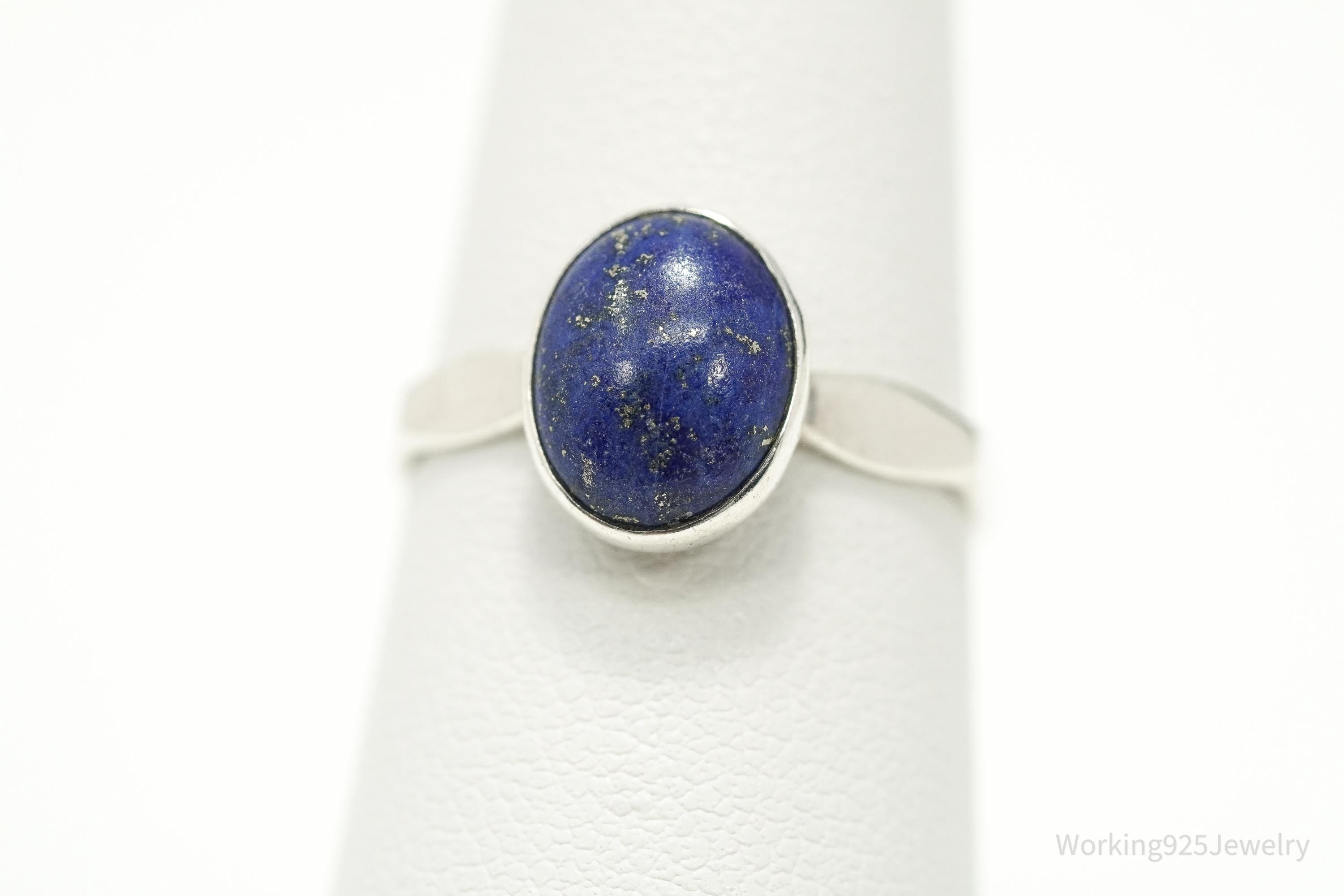 Vintage Blue Lapis Lazuli Silver Ring - Size 6.5