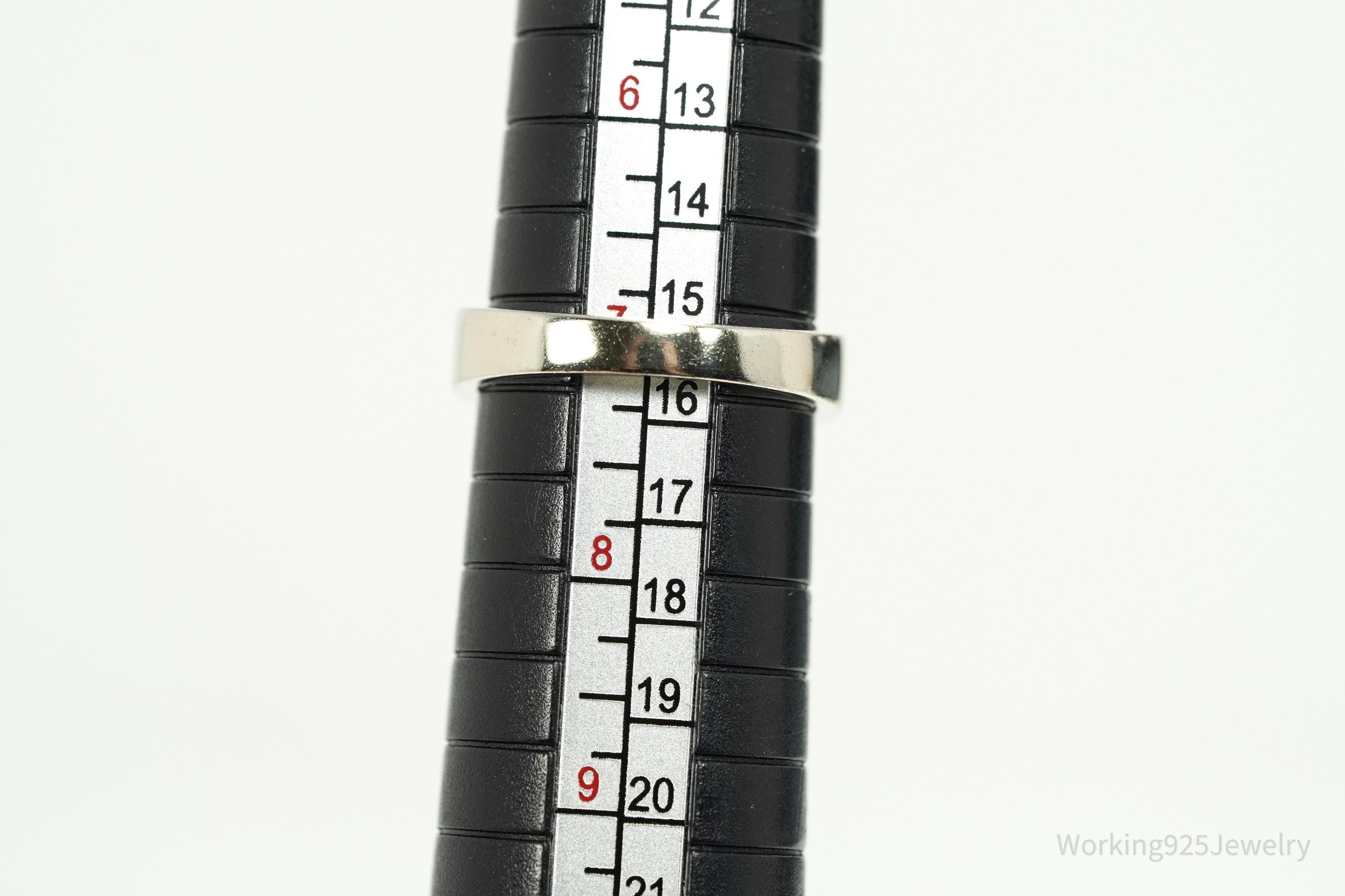 Vintage Green Sapphire Gold Vermeil Sterling Silver Ring - Size 7