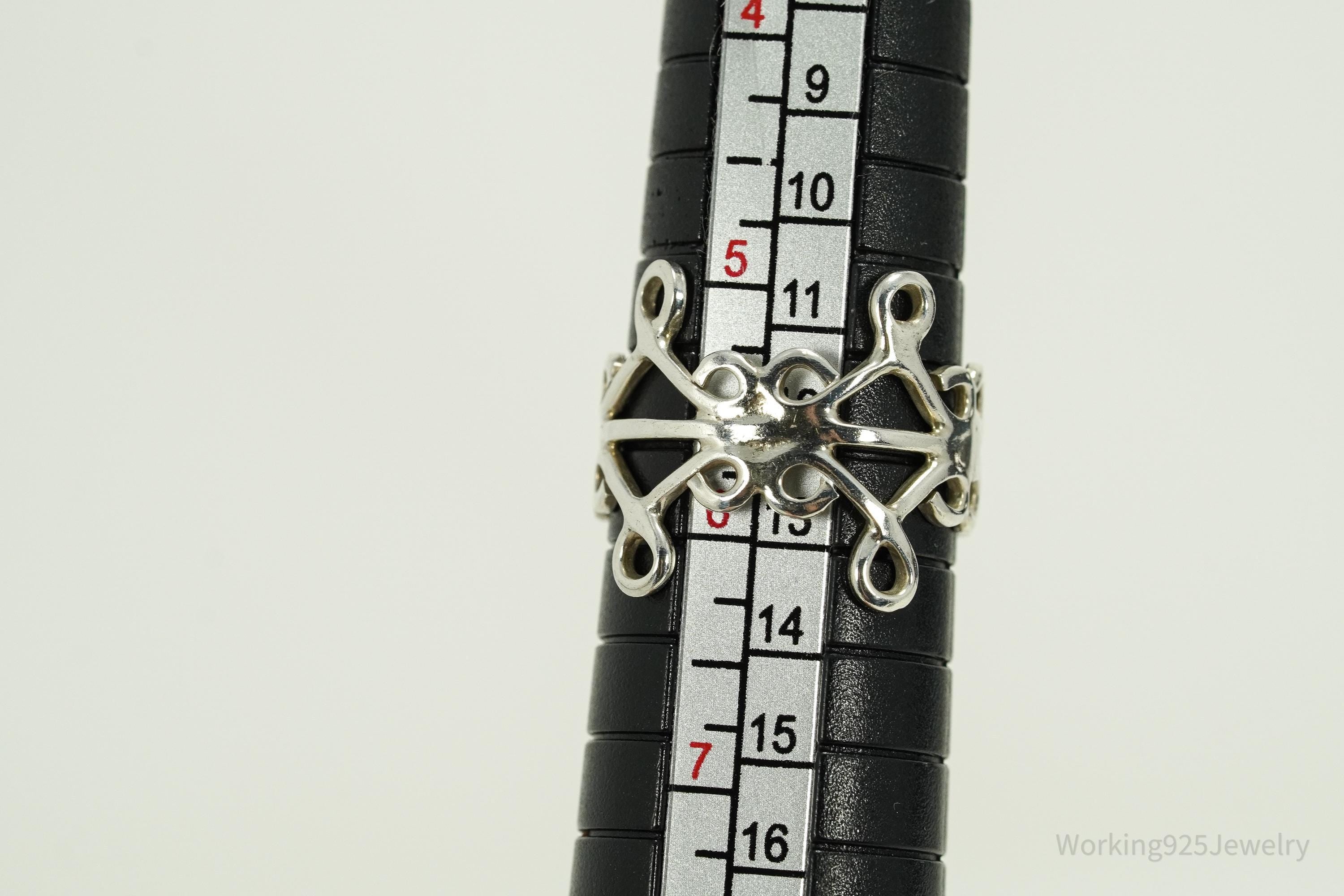 Vintage Mexico Modernist Sterling Silver Ring - Size 5.75