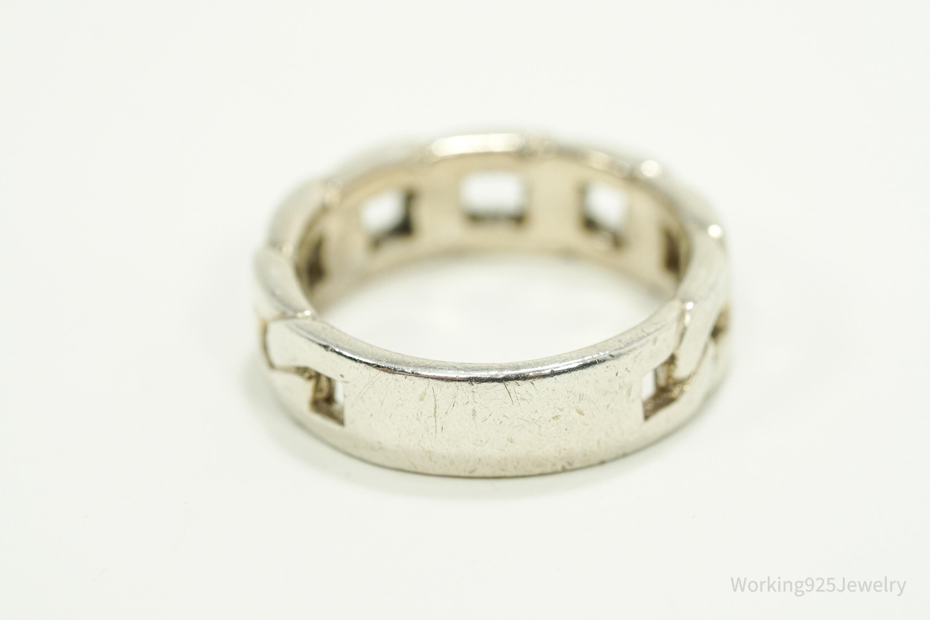 Vintage Chainlink Sterling Silver Ring - Size 8